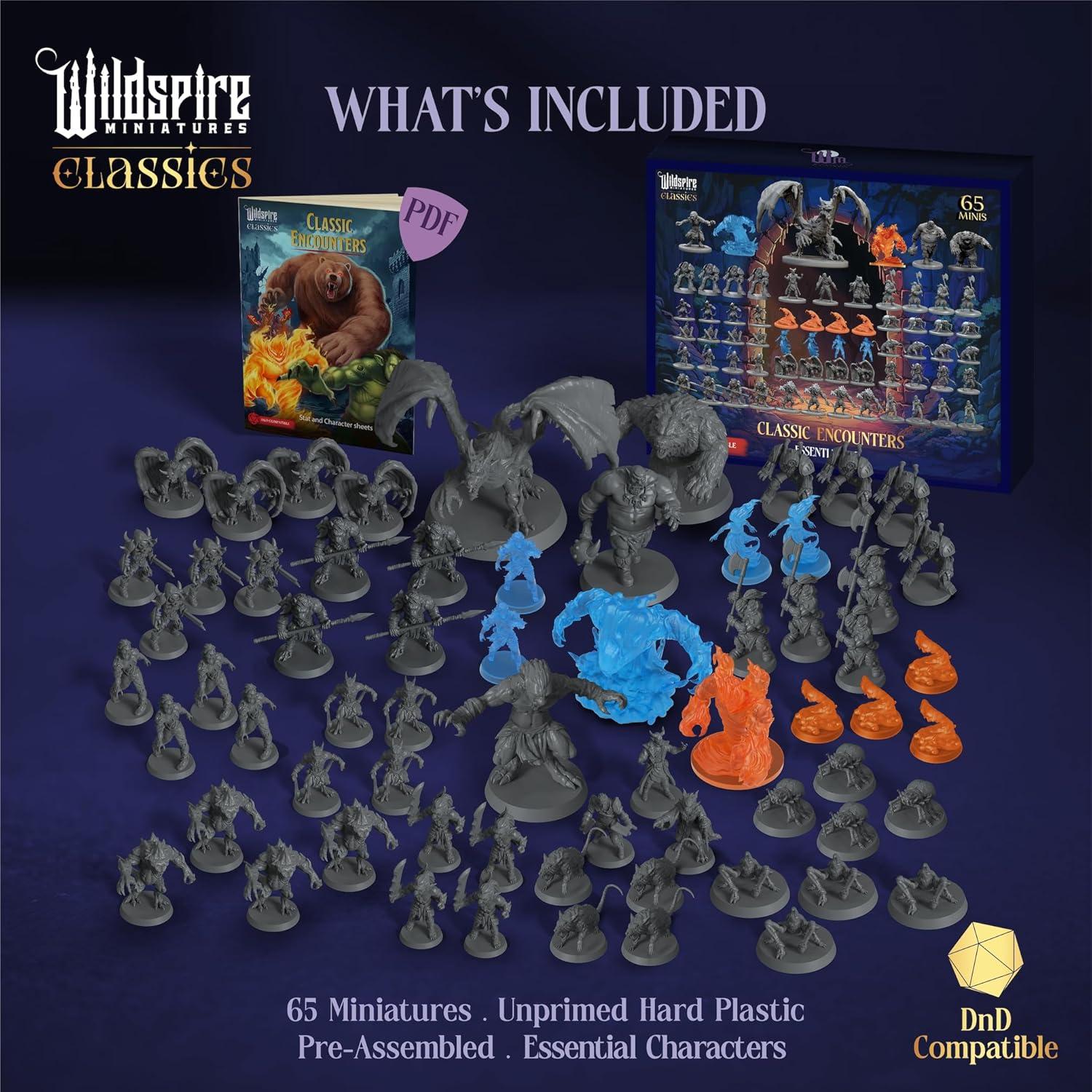 Miniaturas D&D Sin Pintar Wildspire - 65 Monstruos 28mm