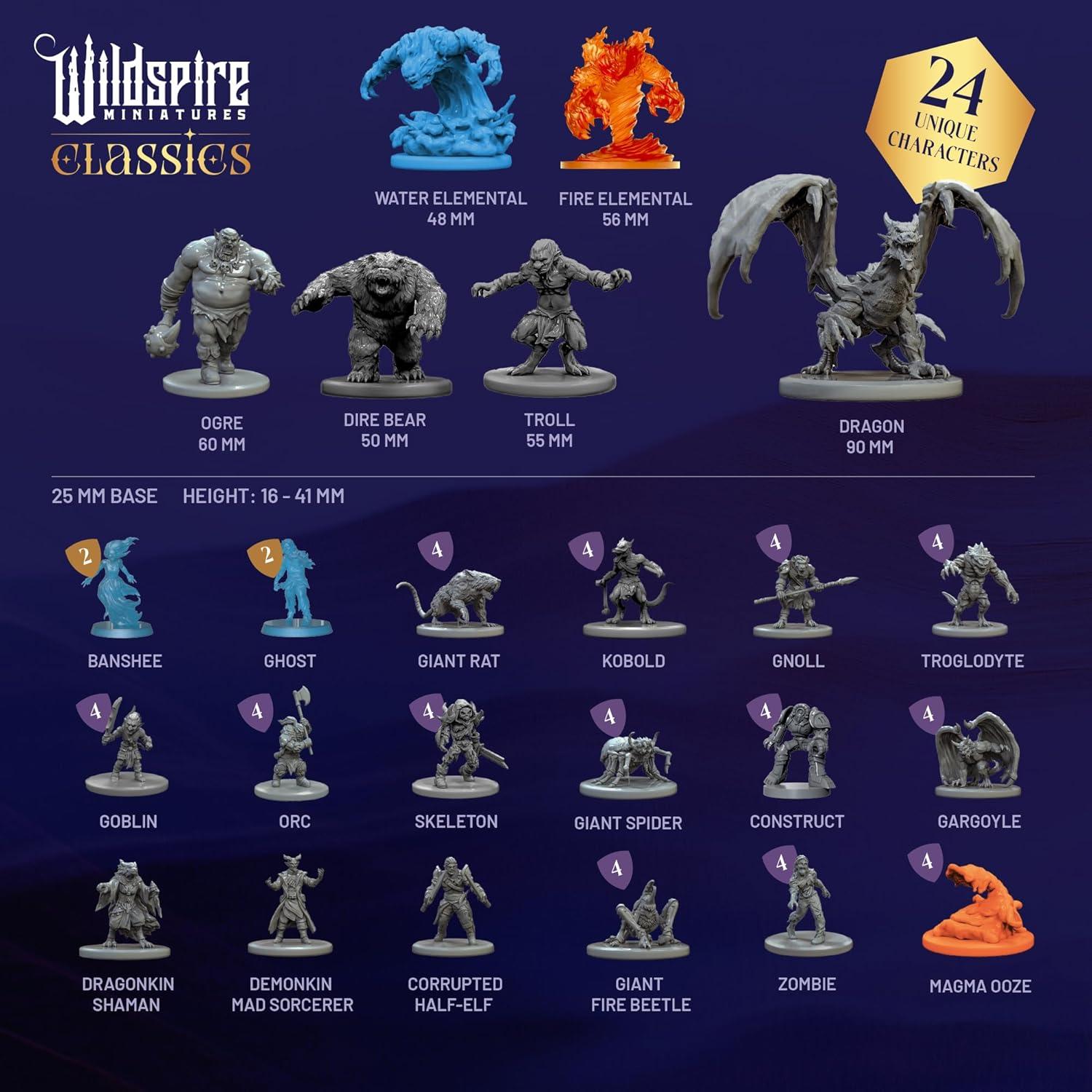 Miniaturas D&D Sin Pintar Wildspire - 65 Monstruos 28mm