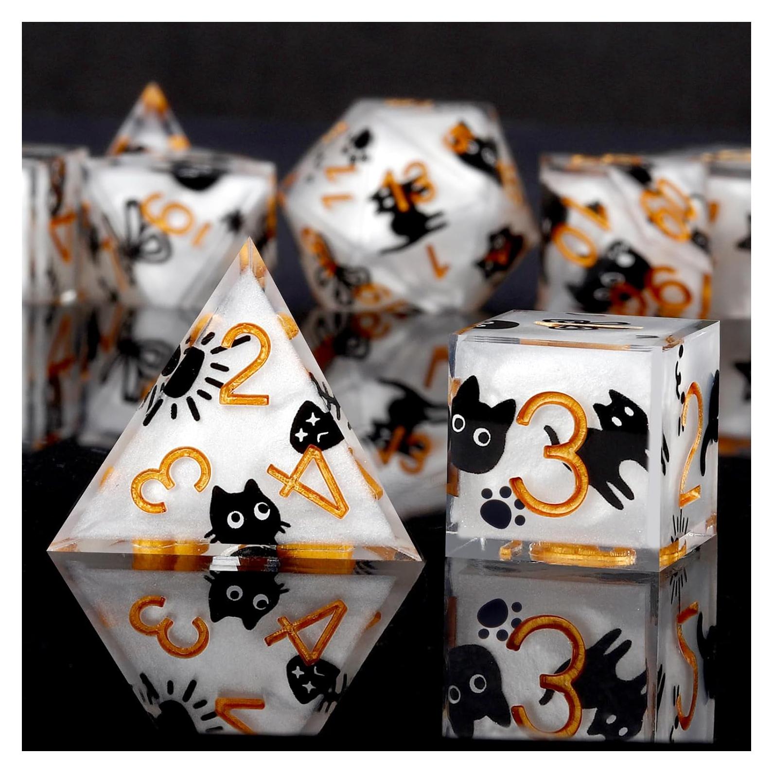 Juego de Dados Haxtec D&D 7 Piezas Resina con Estuche