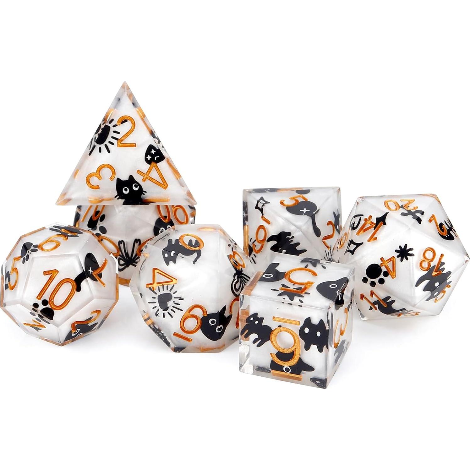 Juego de Dados Haxtec D&D 7 Piezas Resina con Estuche