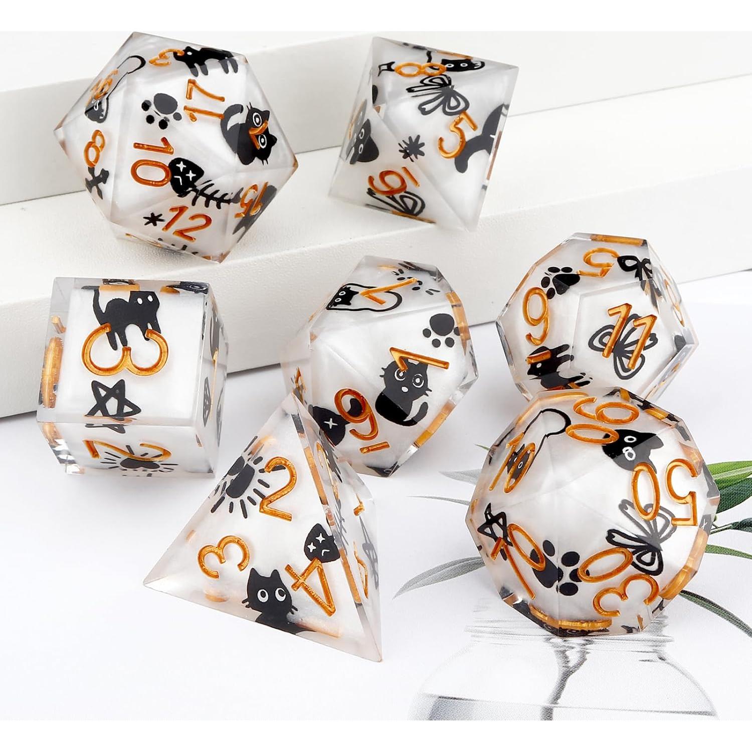 Juego de Dados Haxtec D&D 7 Piezas Resina con Estuche