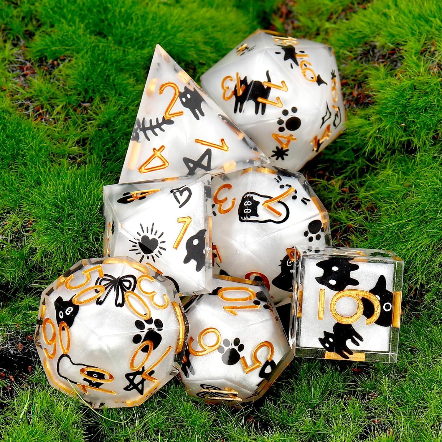 Juego de Dados Haxtec D&D 7 Piezas Resina con Estuche