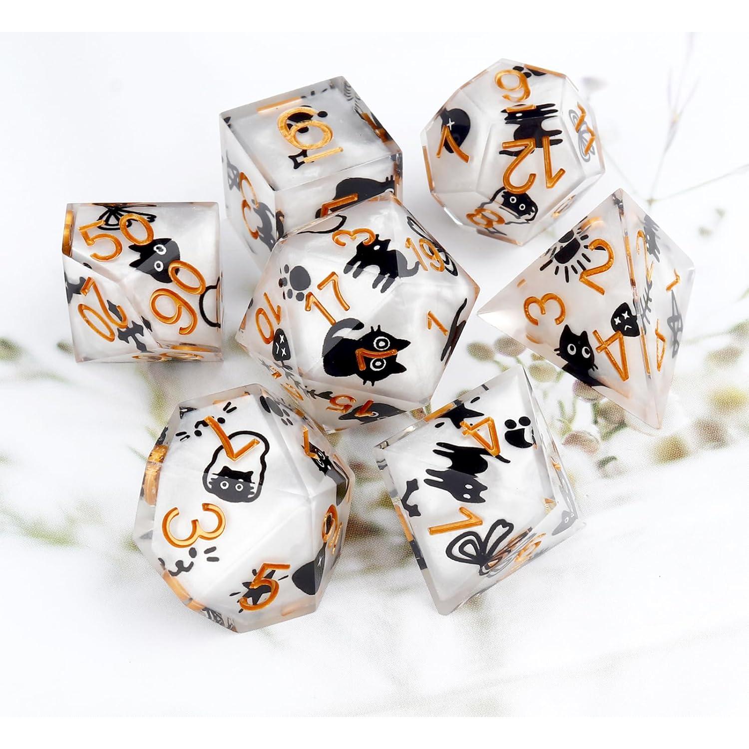 Juego de Dados Haxtec D&D 7 Piezas Resina con Estuche