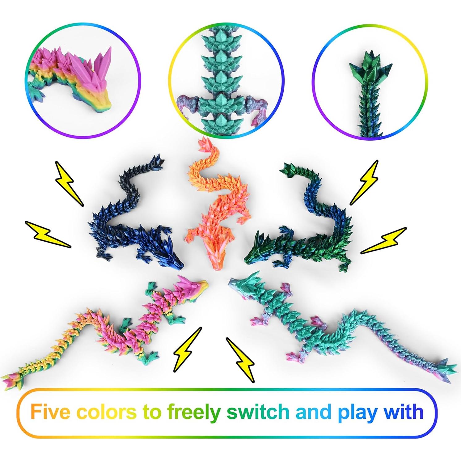 Juego de Dragones Impresos en 3D 5PCS Impossmaker Articulados