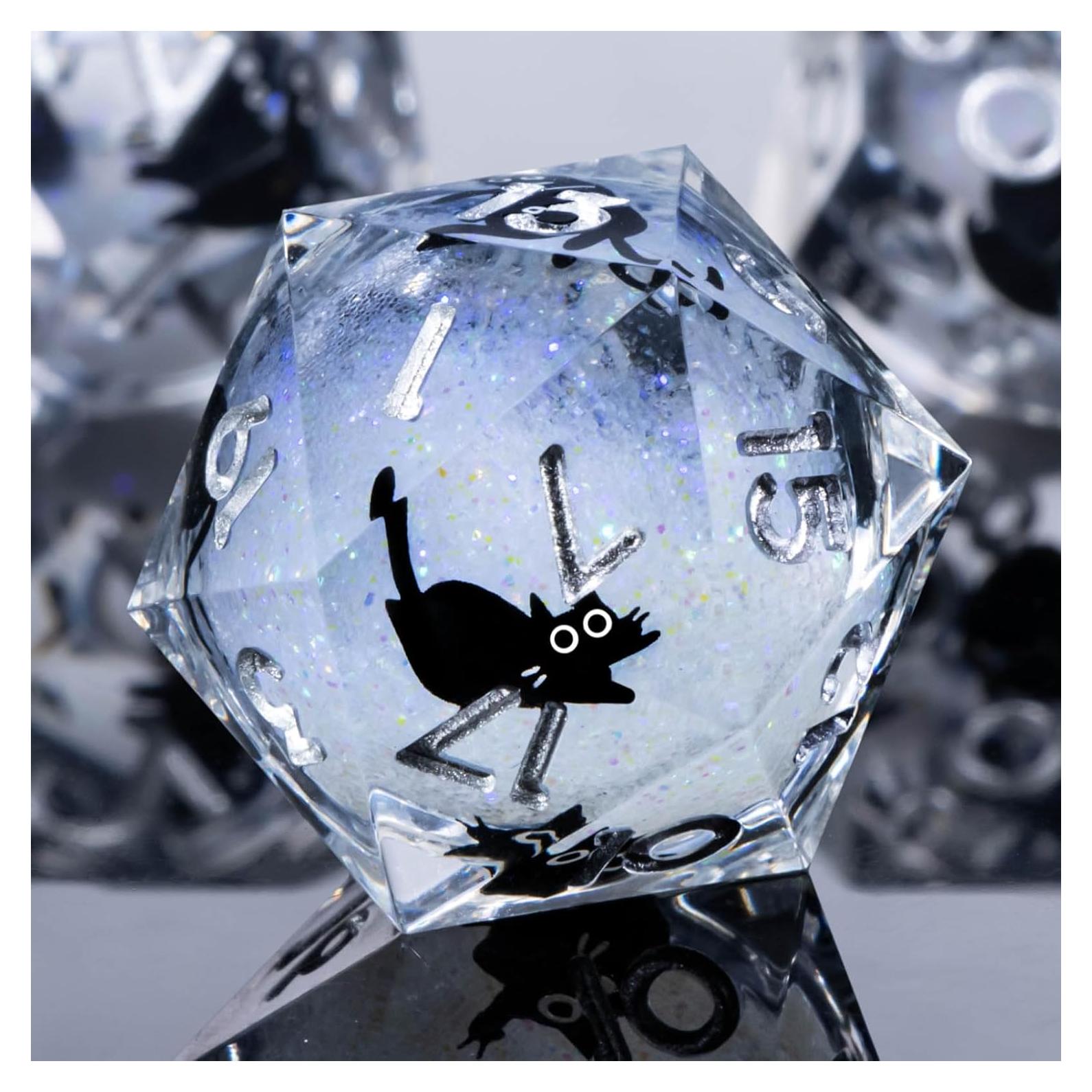 Juego de Dados DND RUNFNG 7 Pcs Resina Gato Caja Regalo