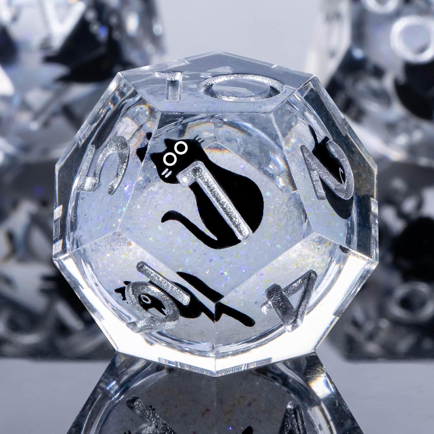 Juego de Dados DND RUNFNG 7 Pcs Resina Gato Caja Regalo