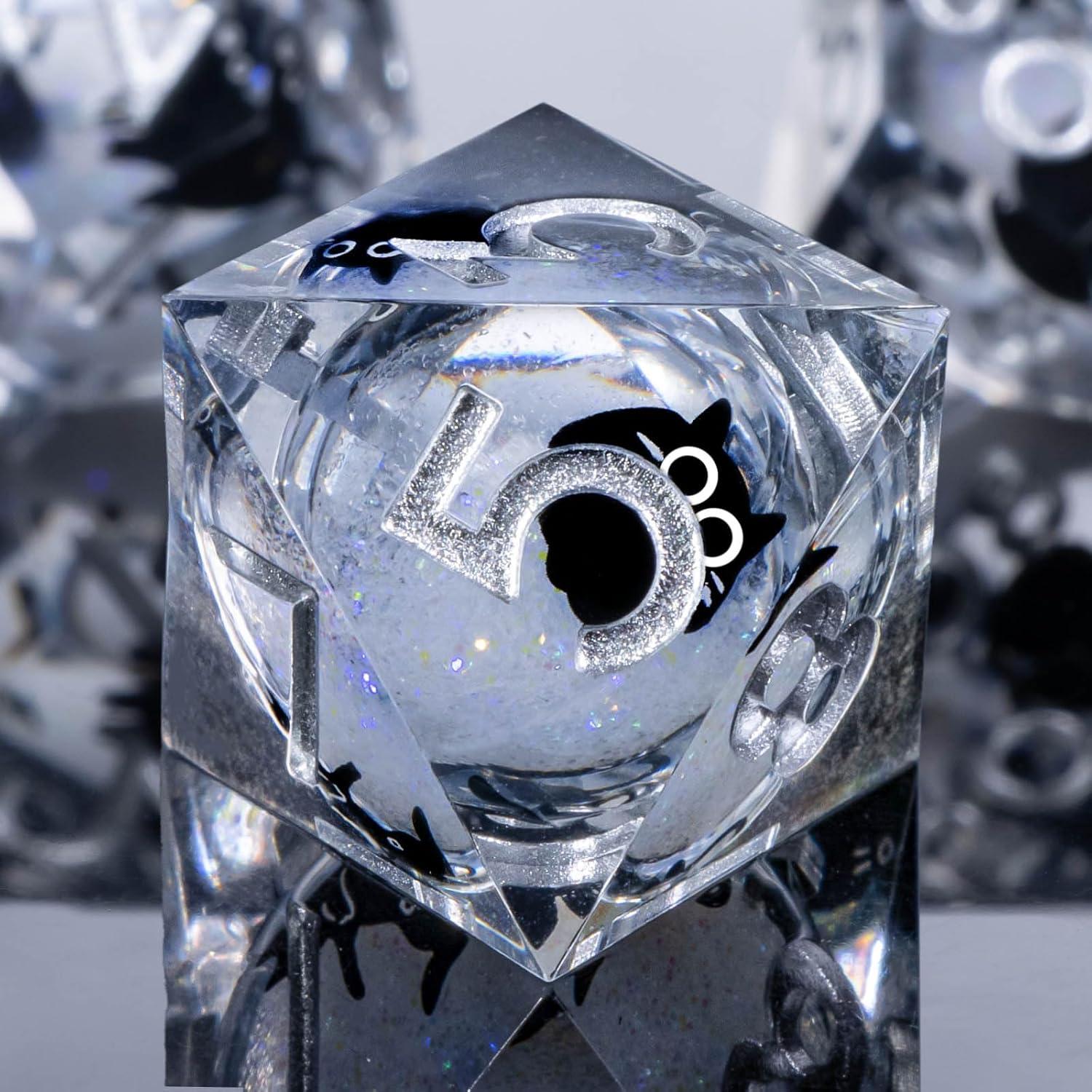 Juego de Dados DND RUNFNG 7 Pcs Resina Gato Caja Regalo