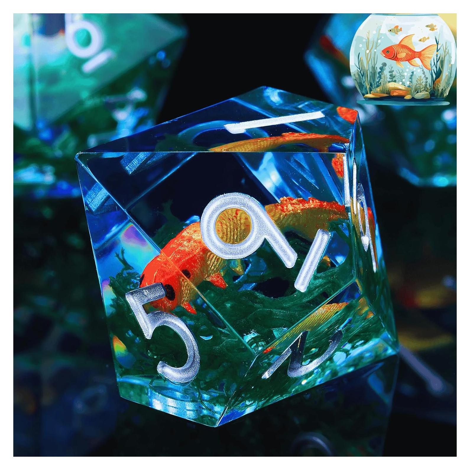 Juego de Dados DND GemLore - 7 Piezas Acuáticas Azul