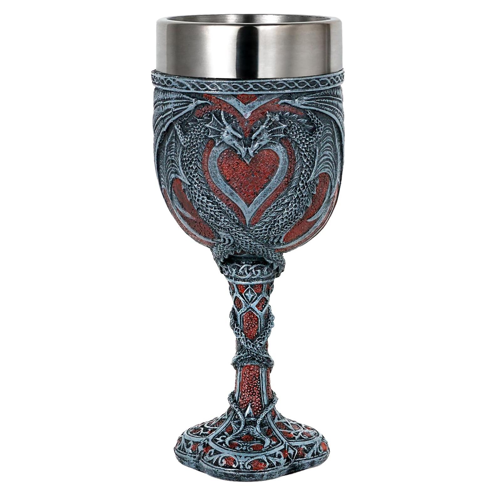 Copa de Vino Medieval Alikiki Dragón Rojo 198ml Corazón