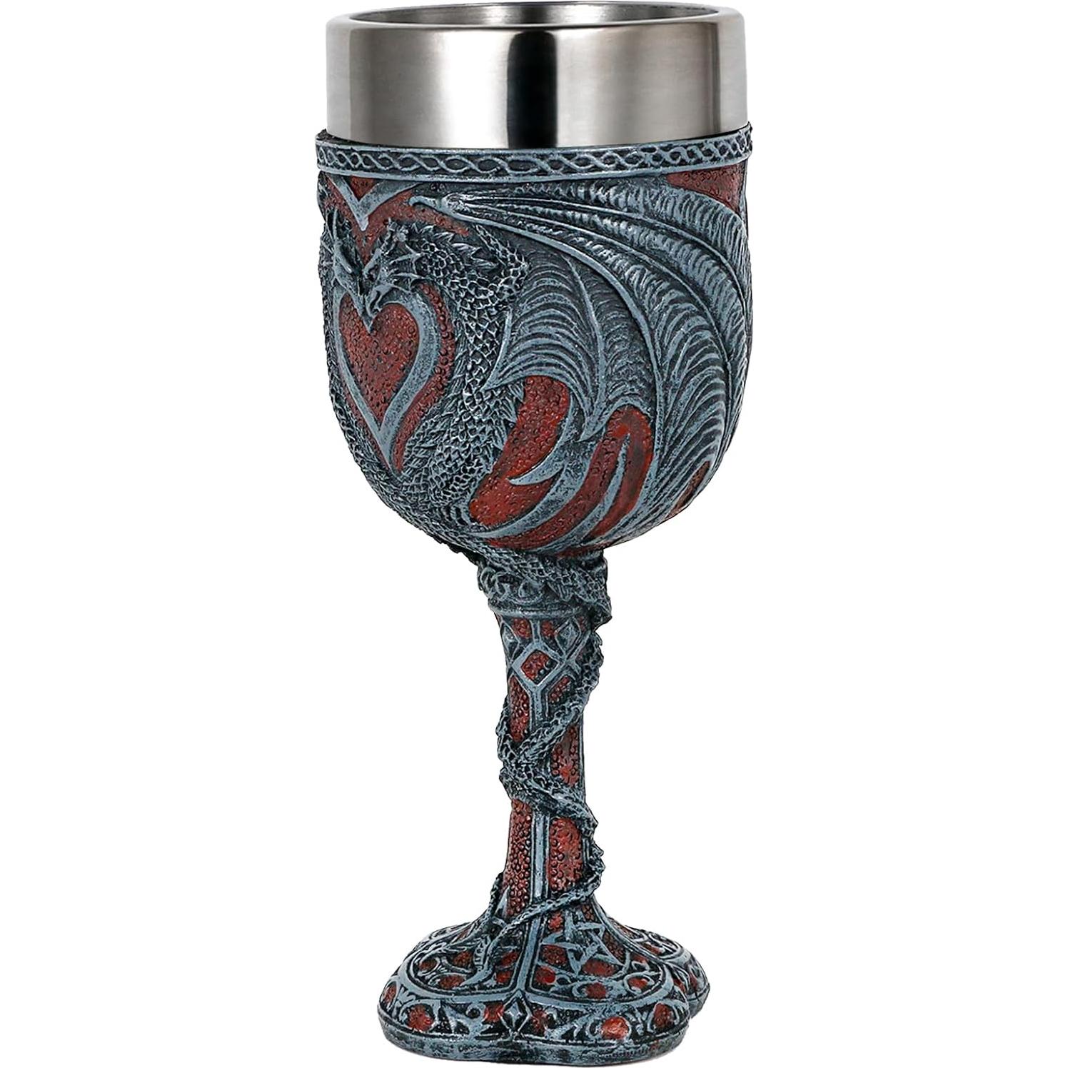 Copa de Vino Medieval Alikiki Dragón Rojo 198ml Corazón
