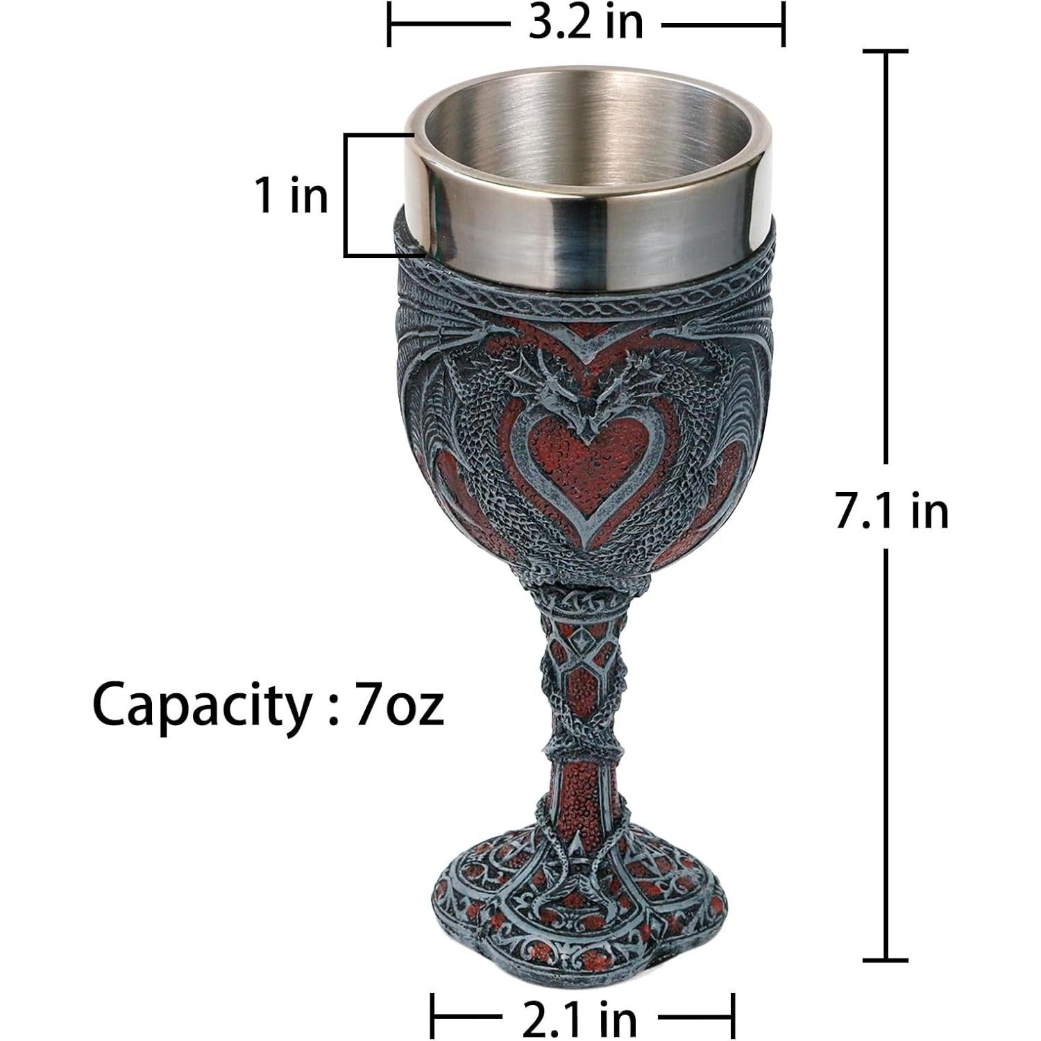 Copa de Vino Medieval Alikiki Dragón Rojo 198ml Corazón