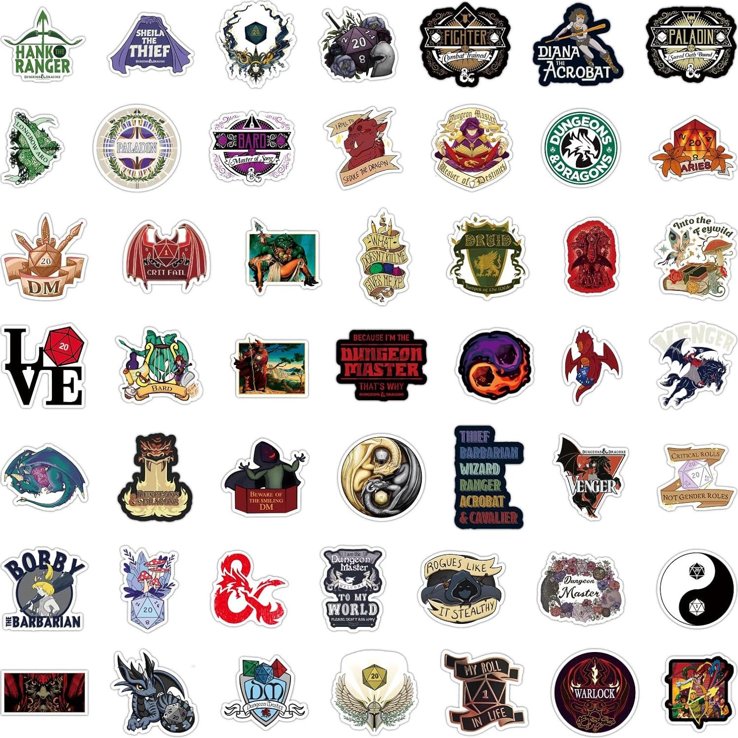 200 Stickers Dungeons y Dragons - PVC Impermeables