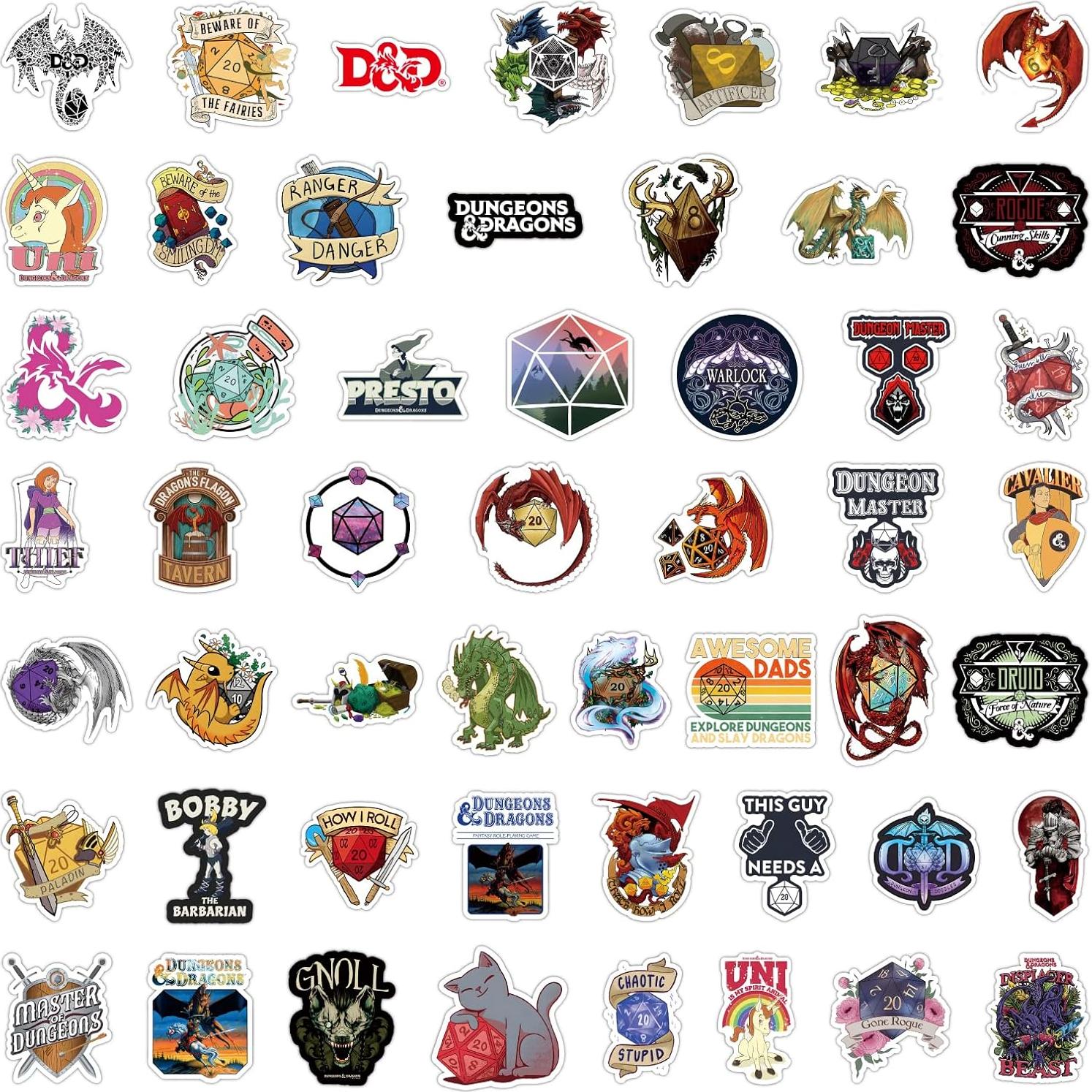 200 Stickers Dungeons y Dragons - PVC Impermeables