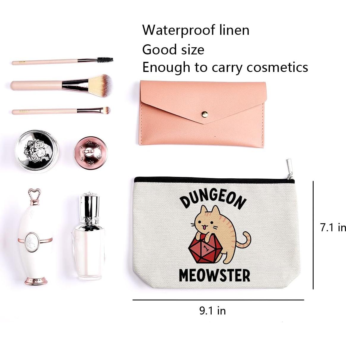 Bolsa de Maquillaje LONGXIN Gato Dados 22.86x17.78 cm