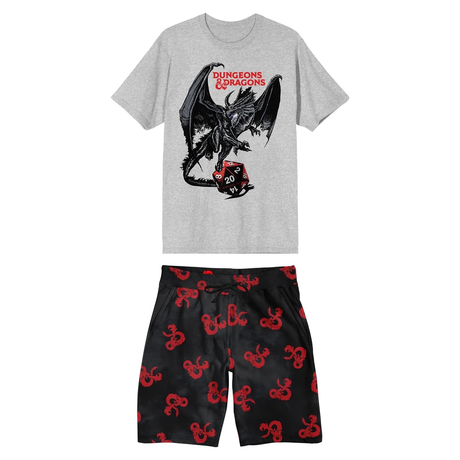 Bioworld Dungeons & Dragons Men's 2-Pack T-Shirt & Lounge Shorts Sleep Set
