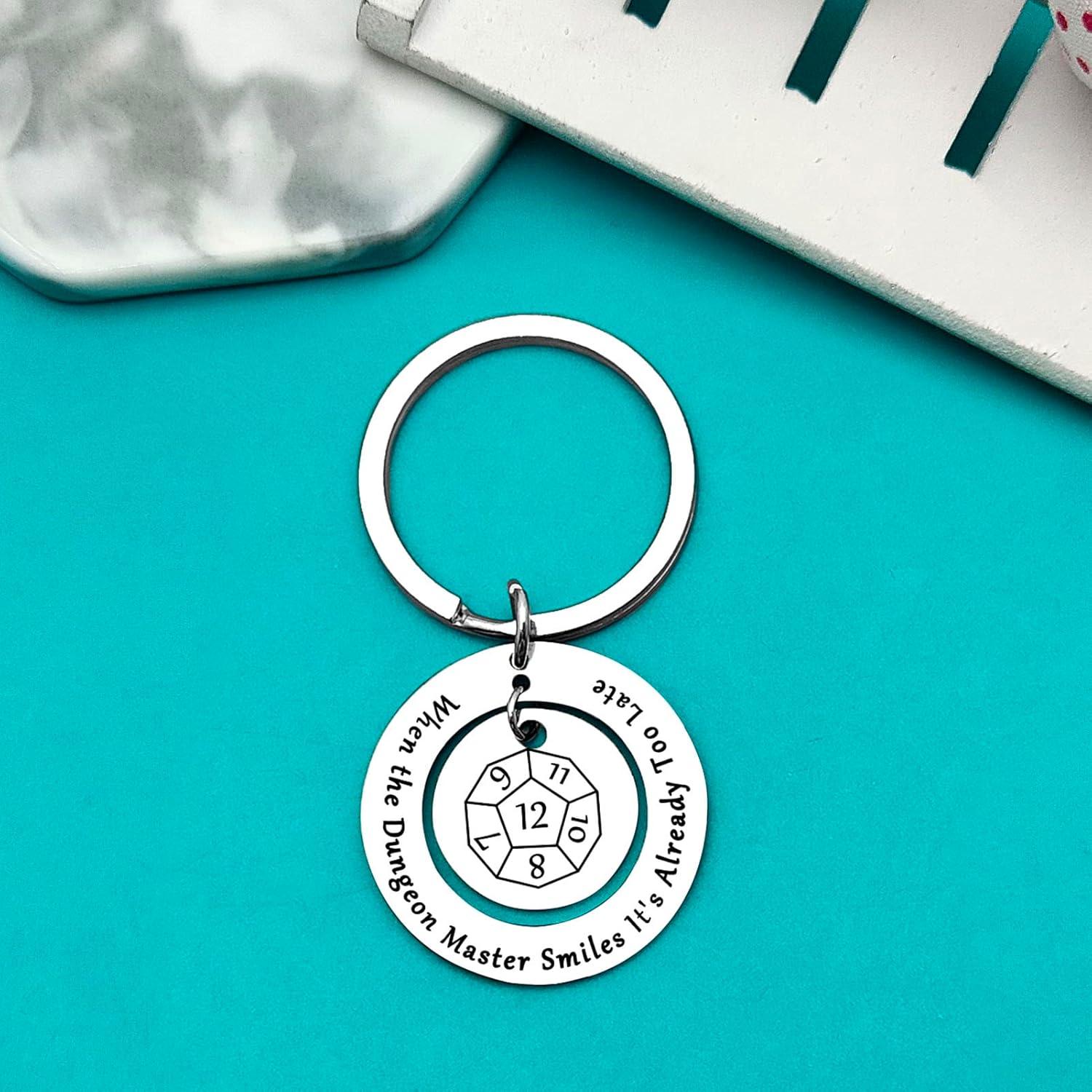 Xiahuyu Gift for Dungeon Master Keychain Dungeons and Dragons Gifts When The Dungeon Master Smiles It's Already Too Late Keychain Funny DND Gift RPG Gamer Gifts for Dungeon Masters Fans