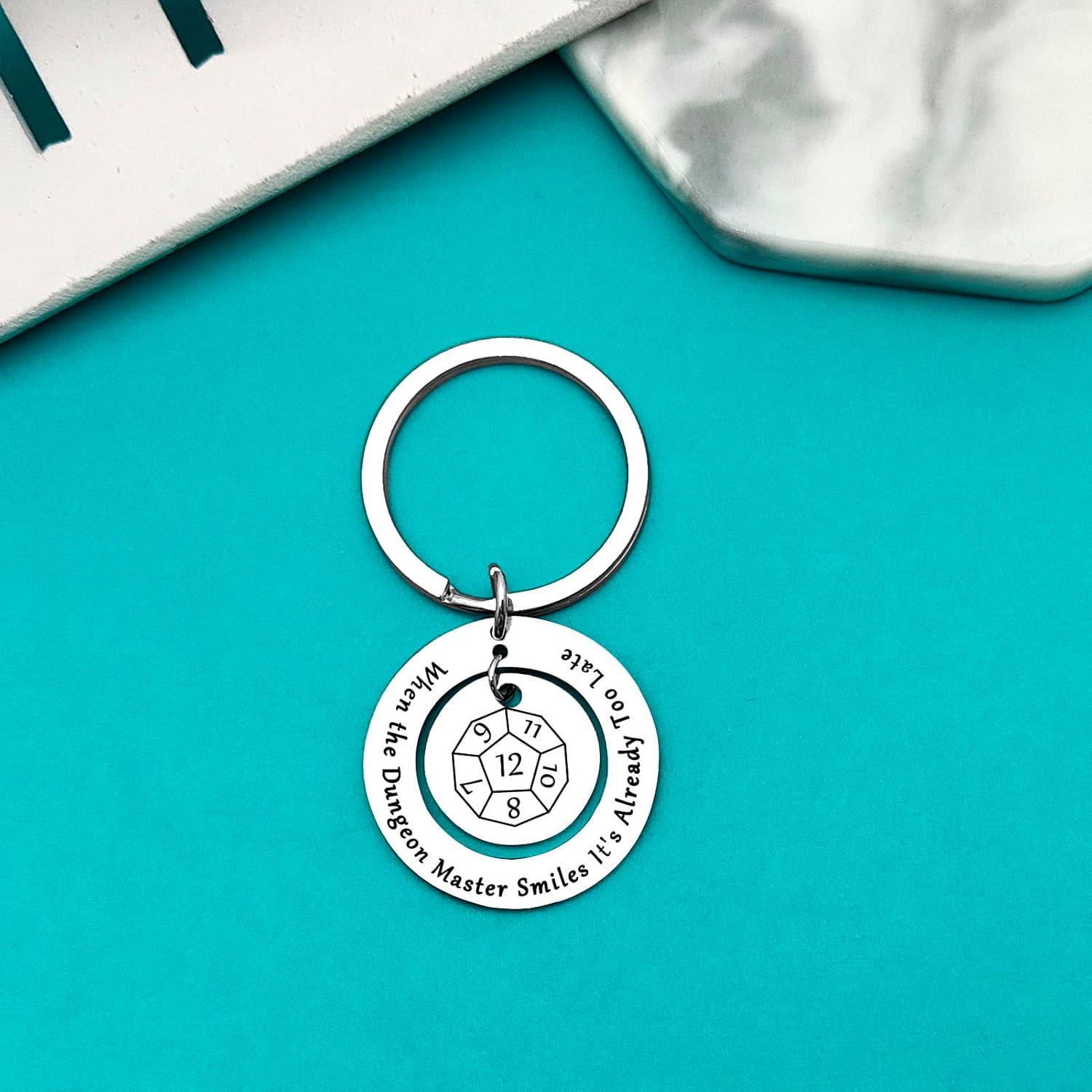 Xiahuyu Gift for Dungeon Master Keychain Dungeons and Dragons Gifts When The Dungeon Master Smiles It's Already Too Late Keychain Funny DND Gift RPG Gamer Gifts for Dungeon Masters Fans