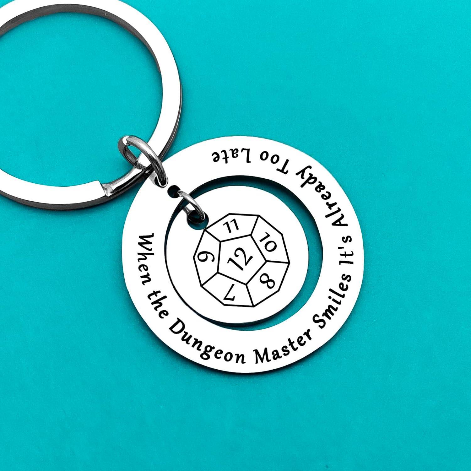 Xiahuyu Gift for Dungeon Master Keychain Dungeons and Dragons Gifts When The Dungeon Master Smiles It's Already Too Late Keychain Funny DND Gift RPG Gamer Gifts for Dungeon Masters Fans