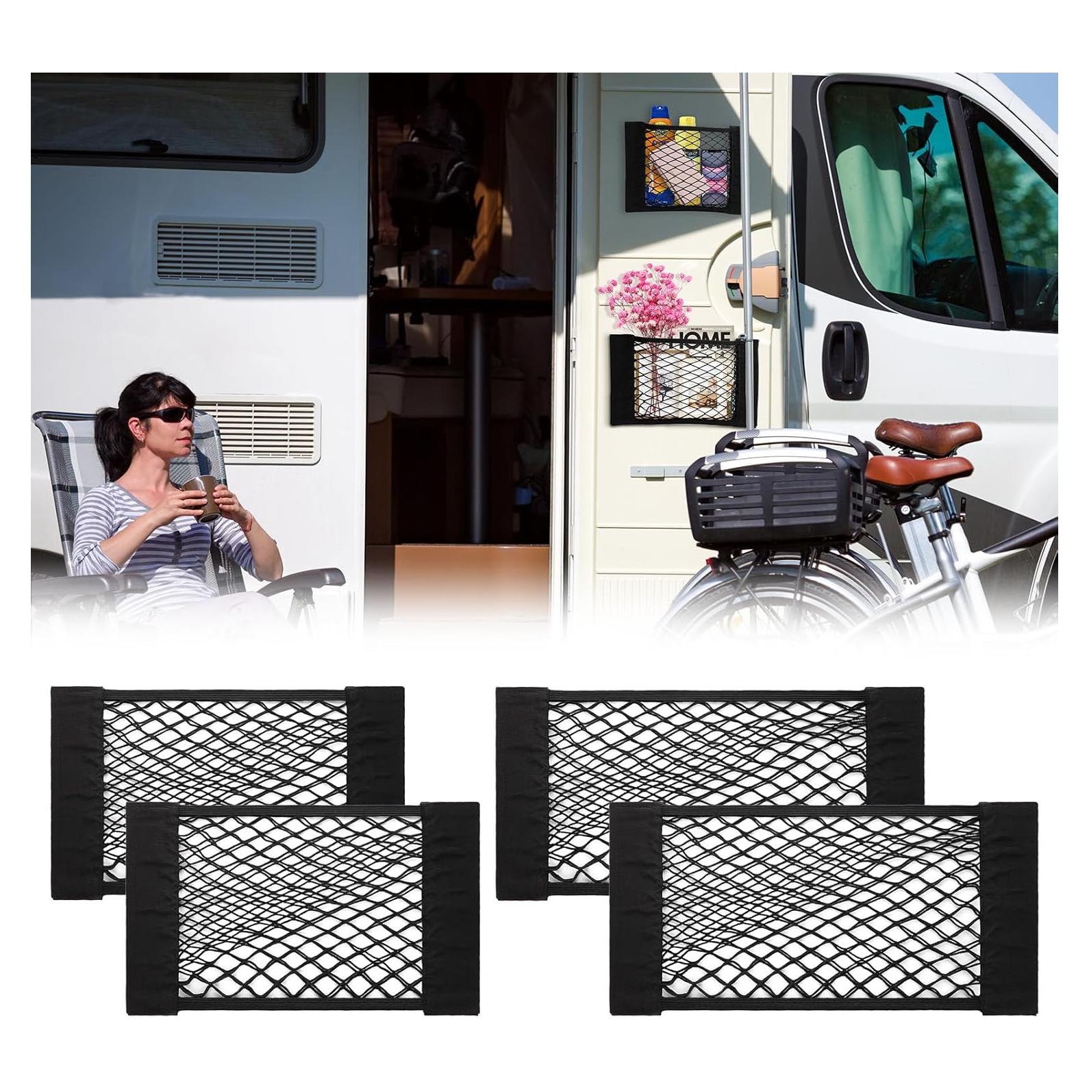 PIFOOG Red de Almacenamiento para Auto 4 Piezas Negra