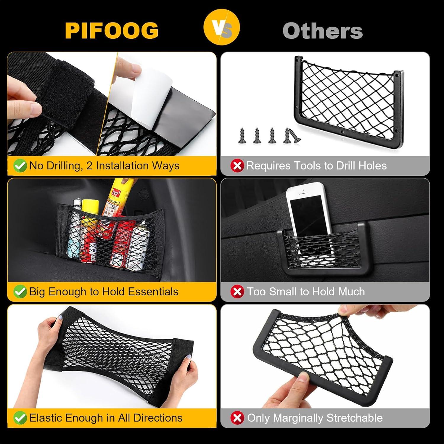 PIFOOG Red de Almacenamiento para Auto 4 Piezas Negra