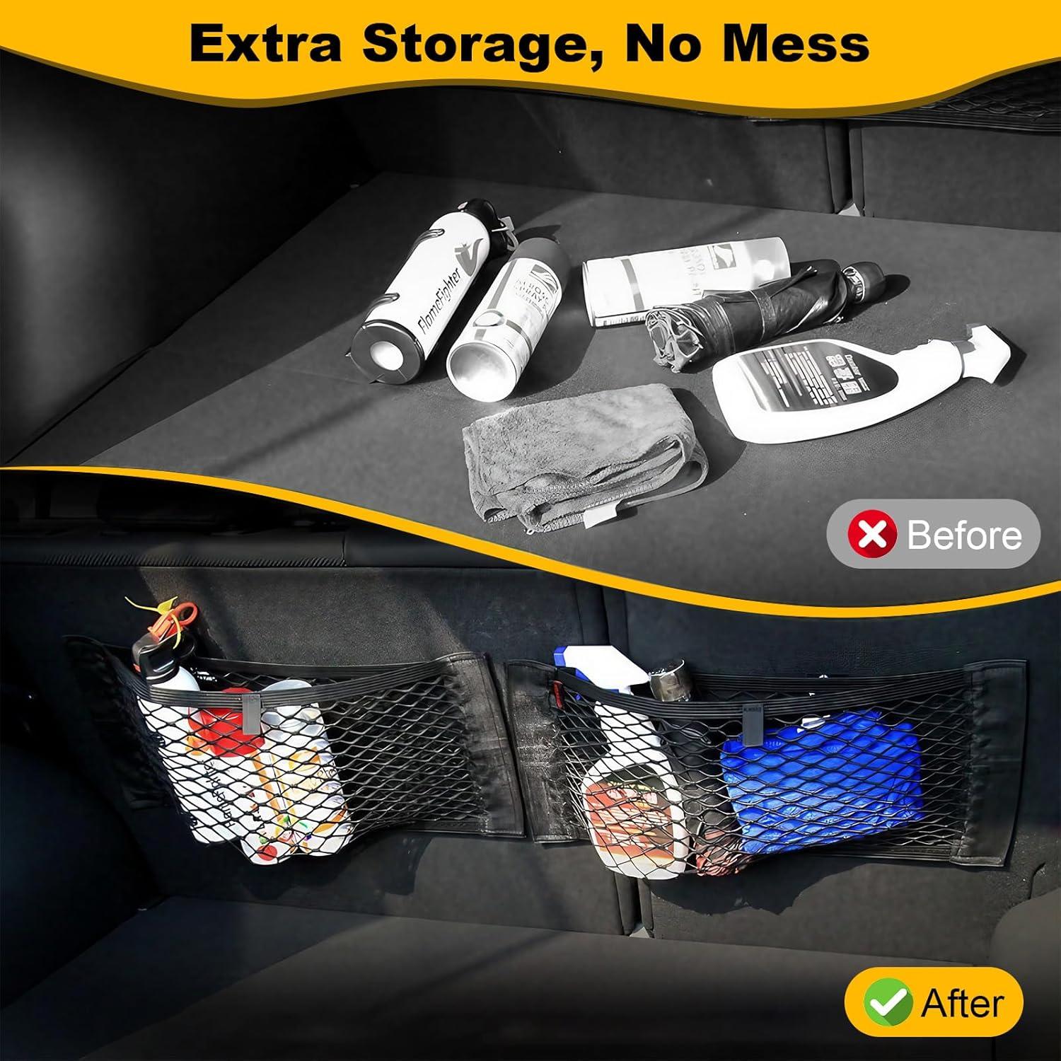 PIFOOG Red de Almacenamiento para Auto 4 Piezas Negra