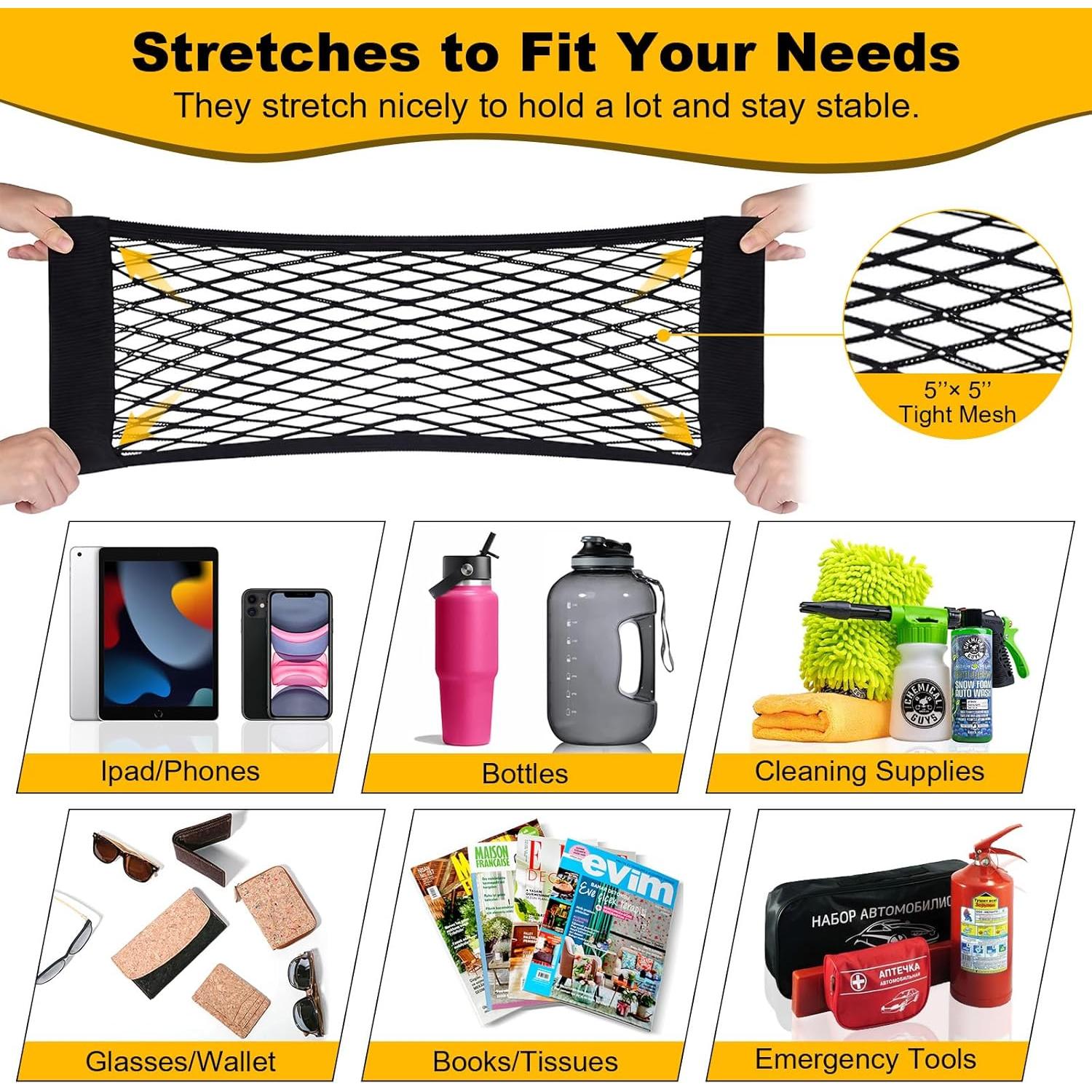 PIFOOG Red de Almacenamiento para Auto 4 Piezas Negra