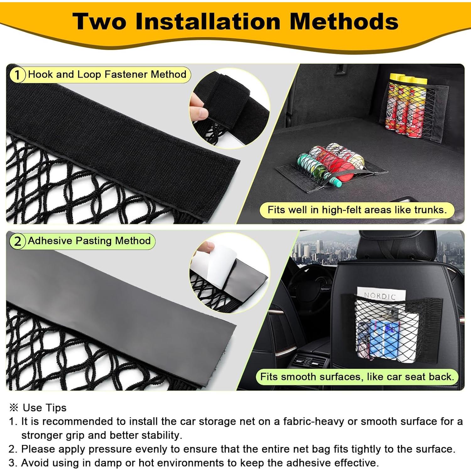 PIFOOG Red de Almacenamiento para Auto 4 Piezas Negra