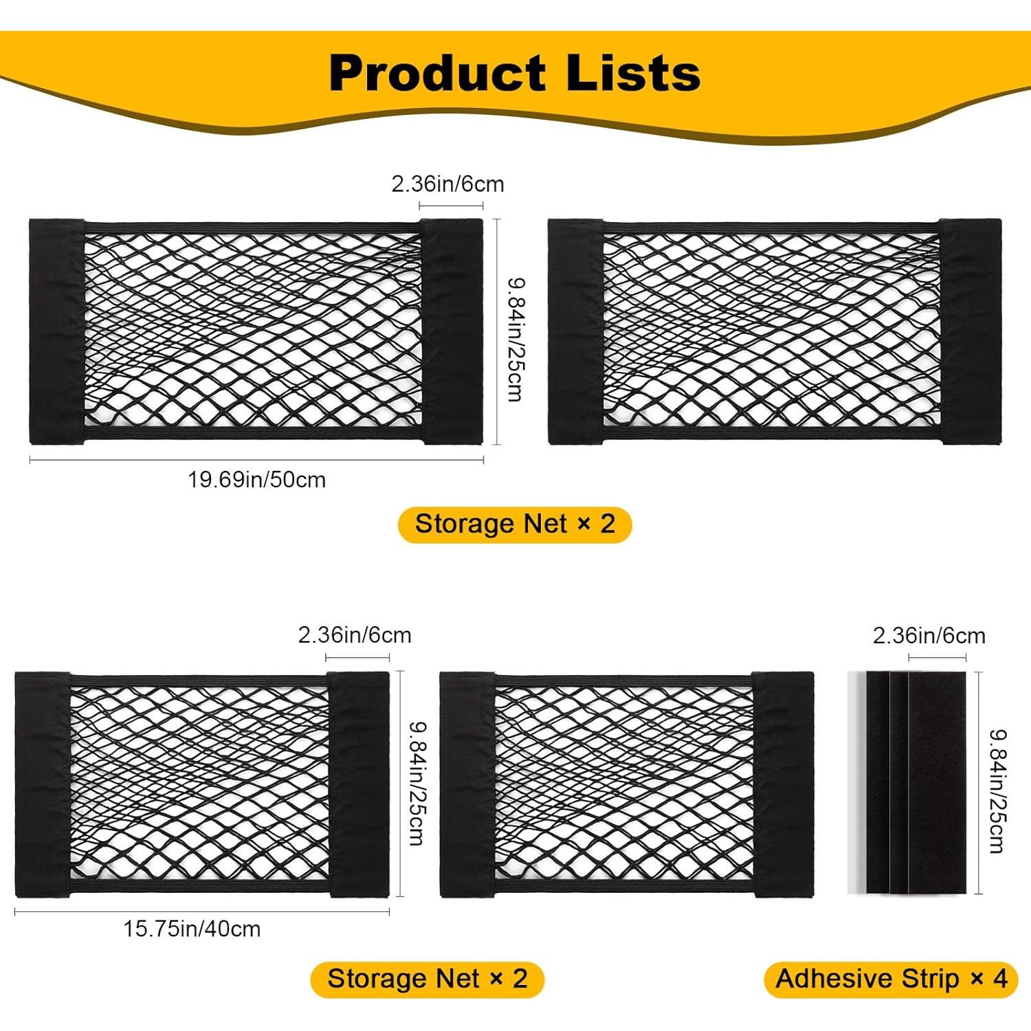 PIFOOG Red de Almacenamiento para Auto 4 Piezas Negra