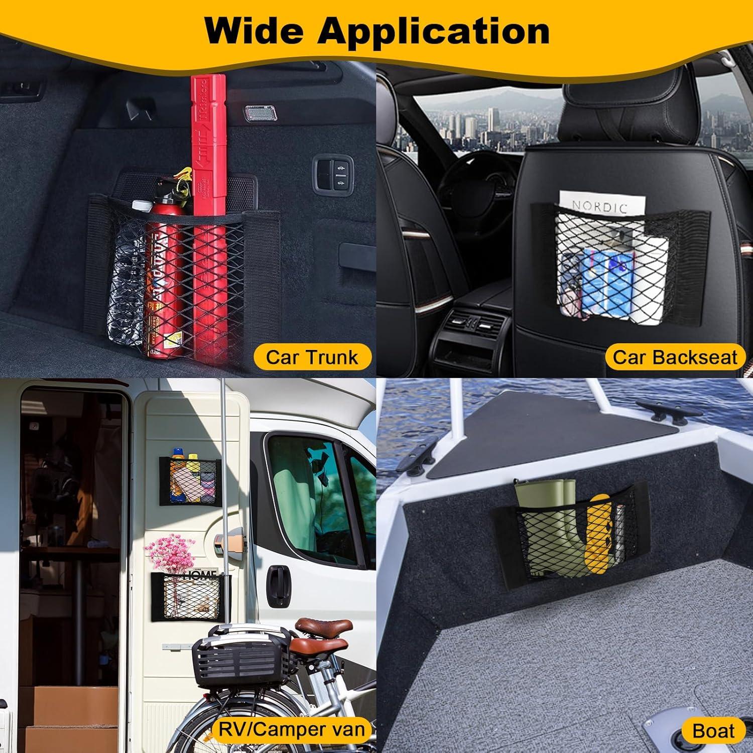 PIFOOG Red de Almacenamiento para Auto 4 Piezas Negra