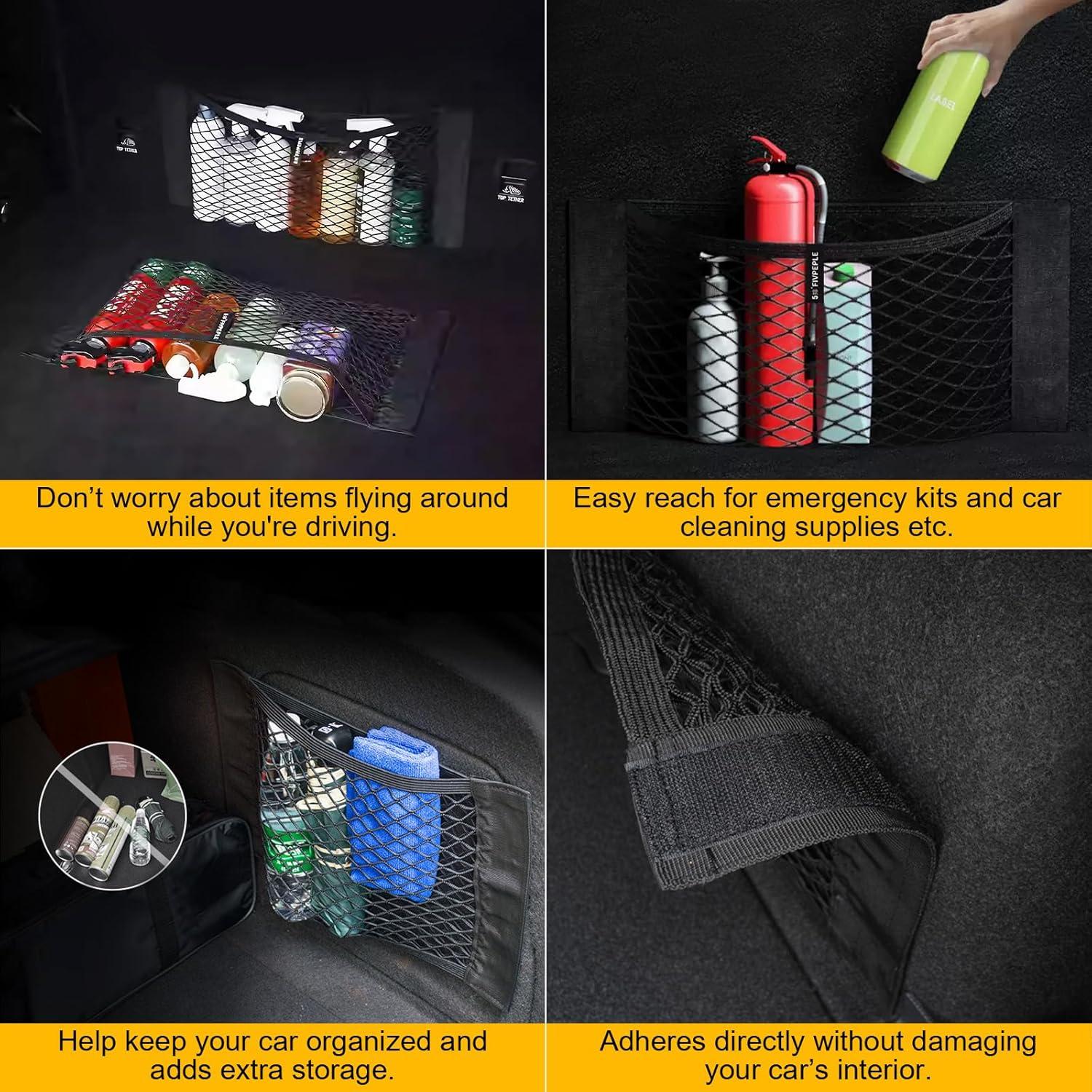 PIFOOG Red de Almacenamiento para Auto 4 Piezas Negra