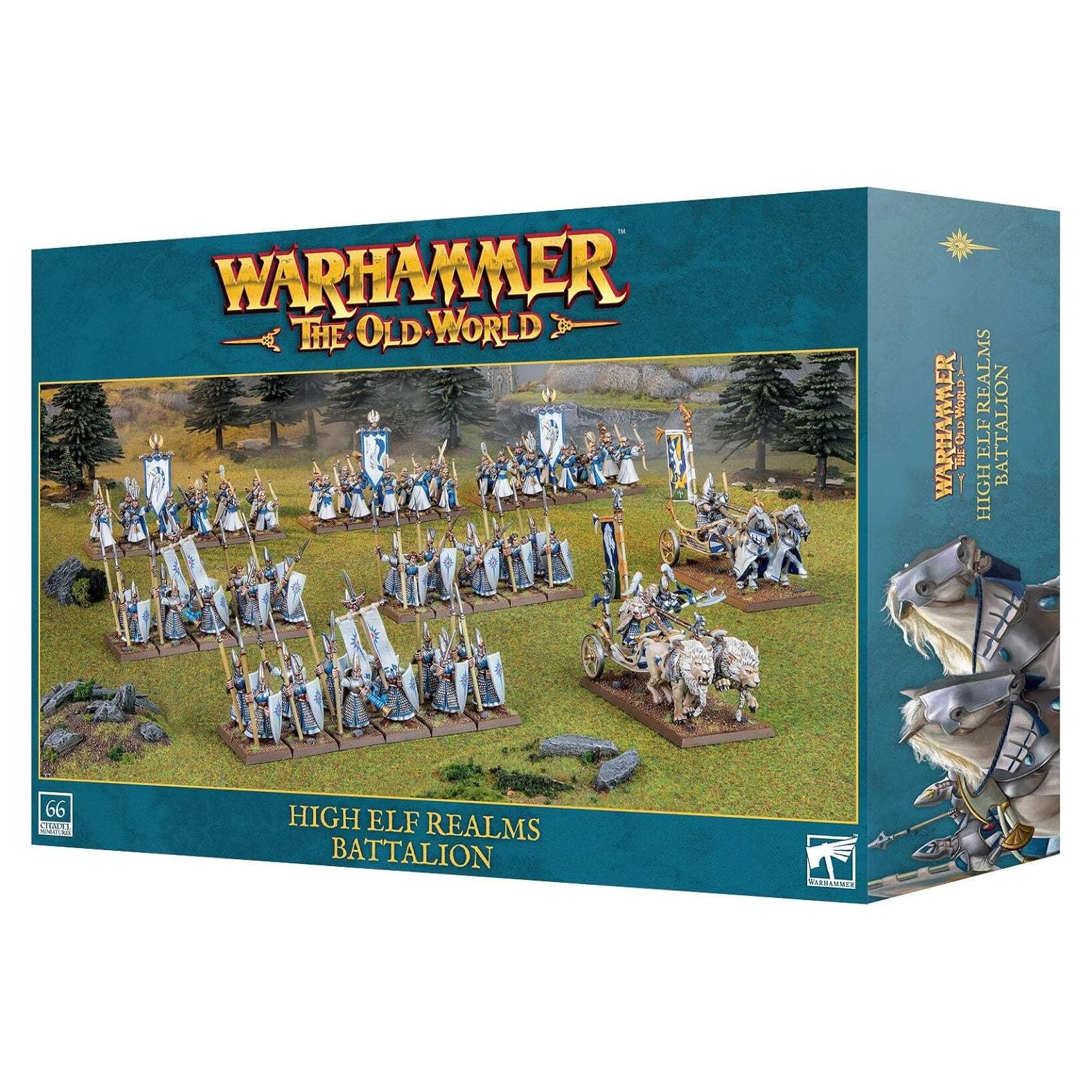 Warhammer El Viejo Mundo: Batallón Altos Elfos 66 Miniaturas