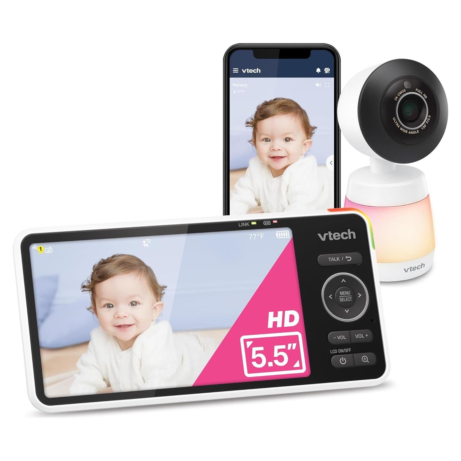 Monitor de Bebé VTech Smart HD Plus 2K, Pantalla 5.5"