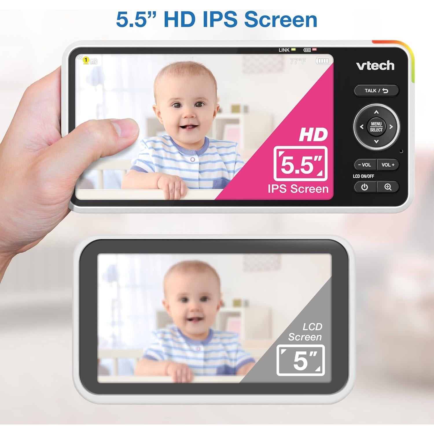 Monitor de Bebé VTech Smart HD Plus 2K, Pantalla 5.5"