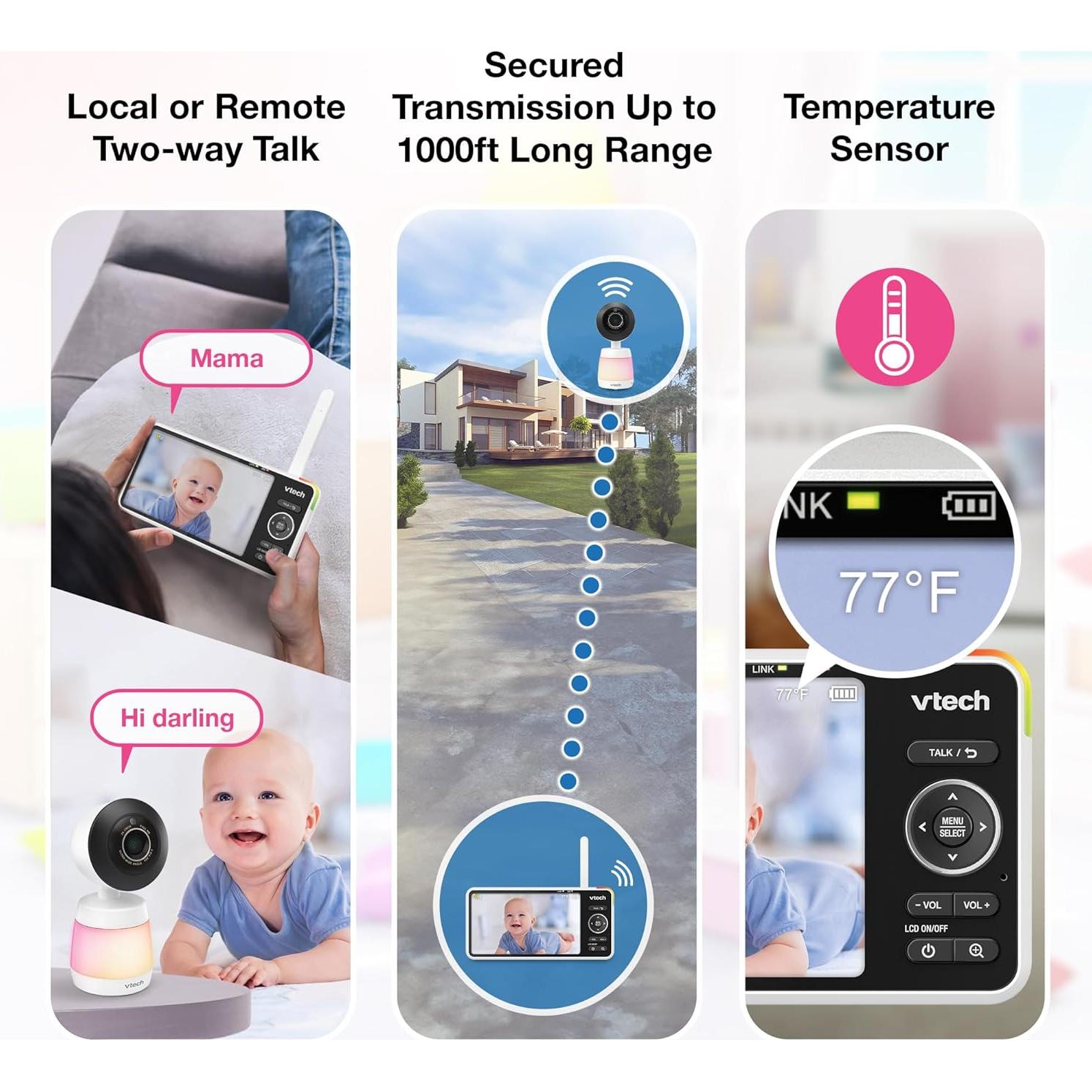 Monitor de Bebé VTech Smart HD Plus 2K, Pantalla 5.5"