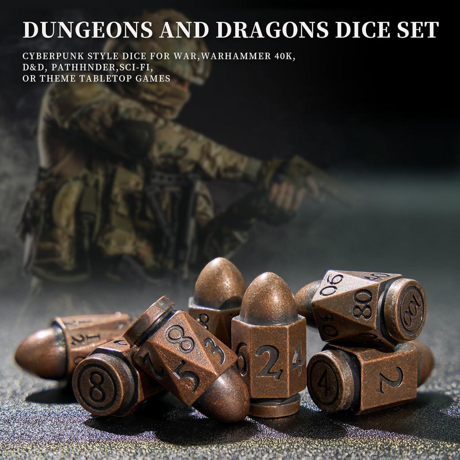 Dados Poliedricos de Metal HNCCESG para D&D - Cobre