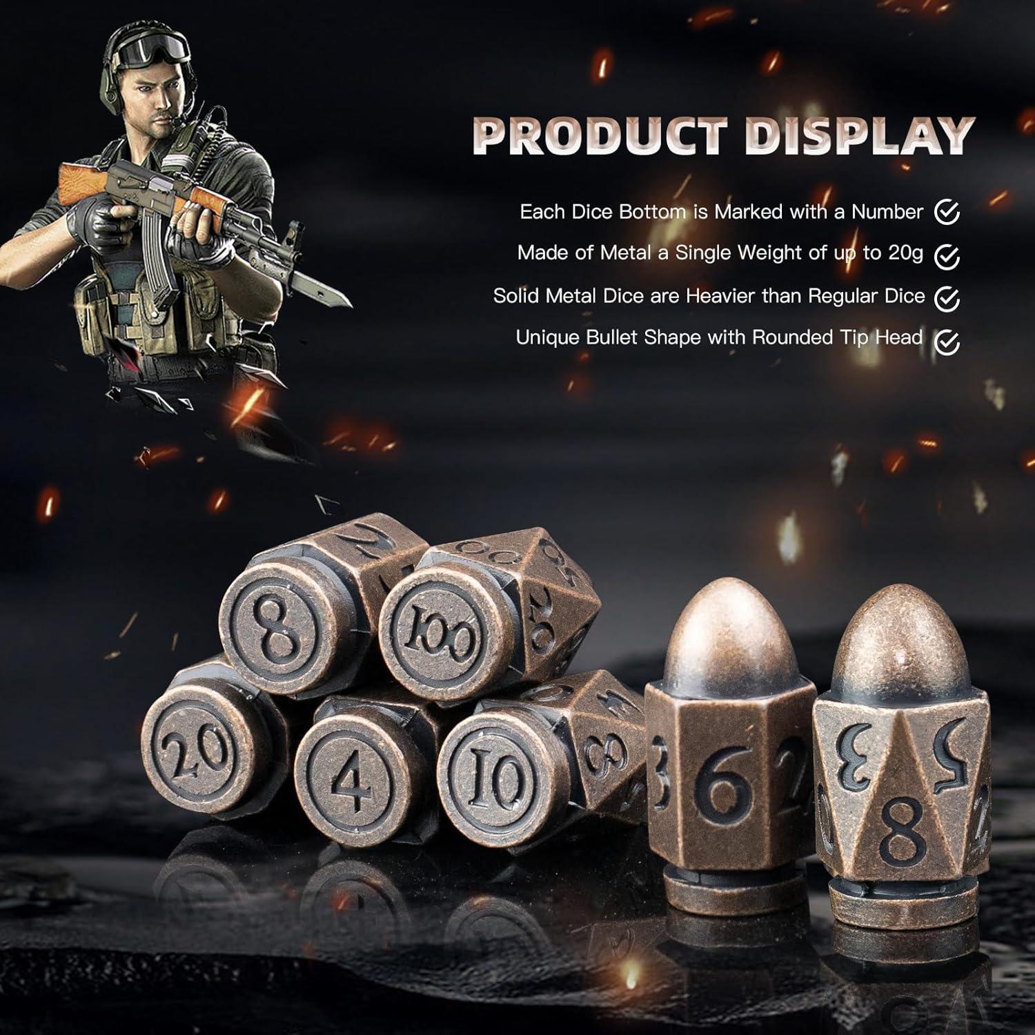 Dados Poliedricos de Metal HNCCESG para D&D - Cobre