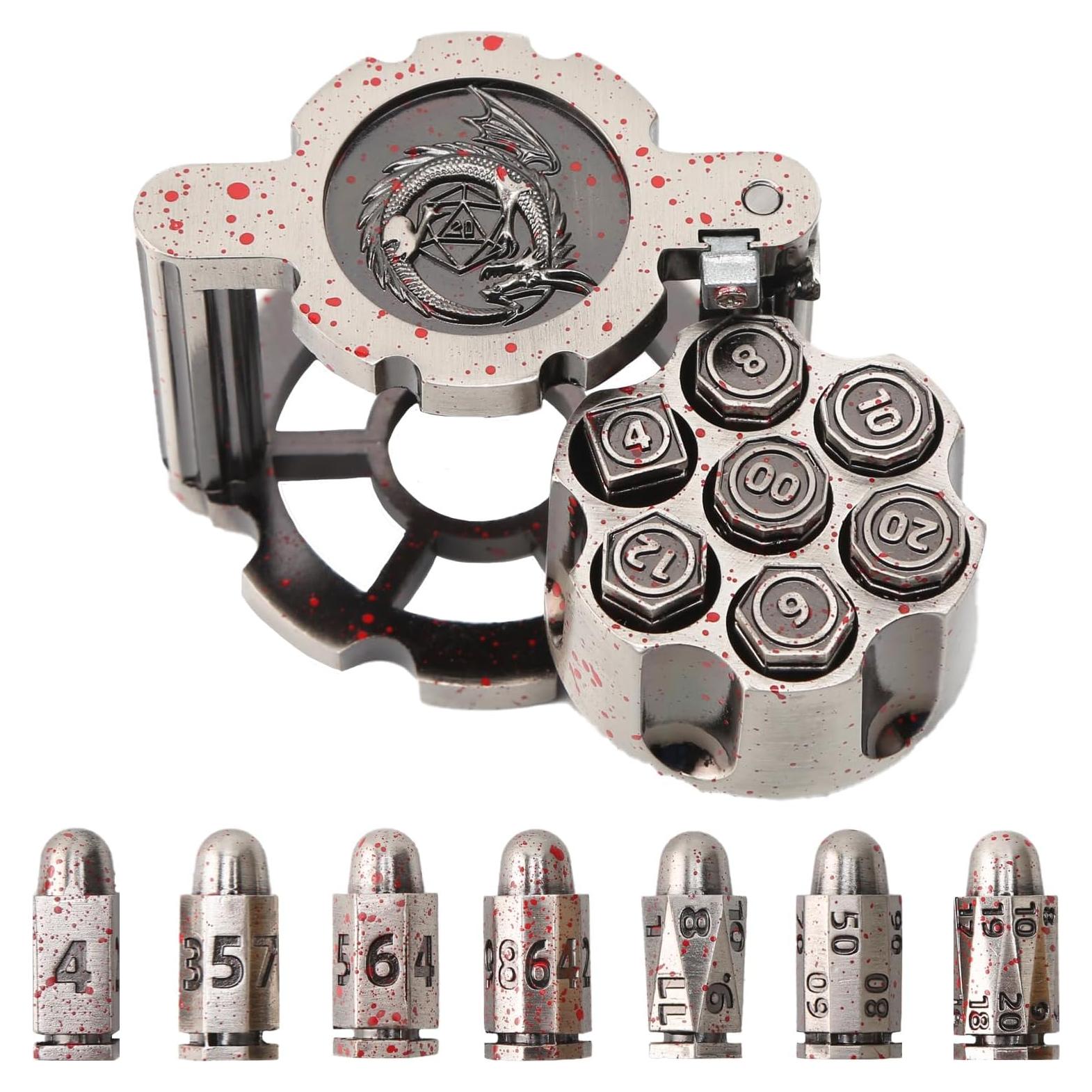 Juego de Dados de Metal Diceevil con Contenedor Revolver