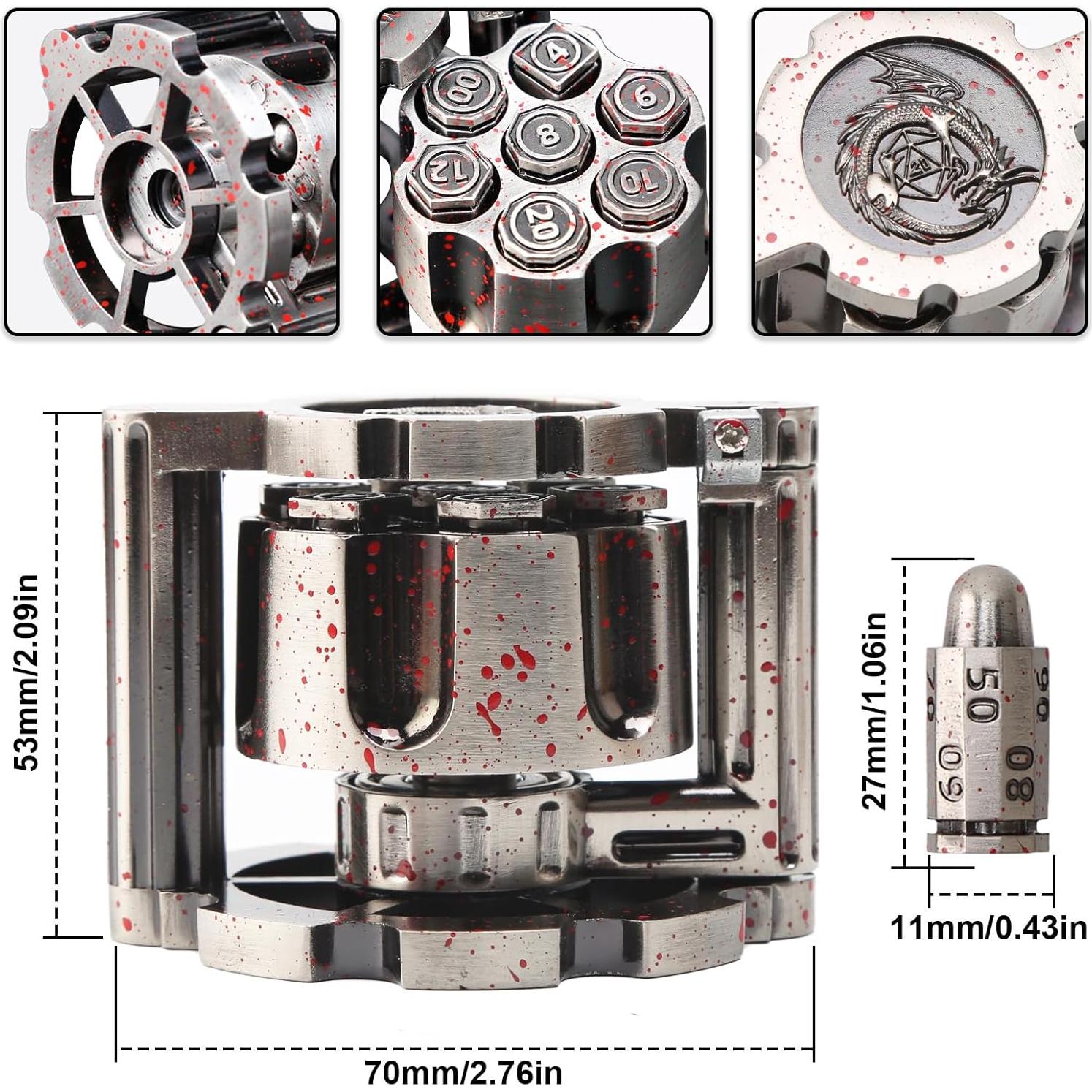 Juego de Dados de Metal Diceevil con Contenedor Revolver