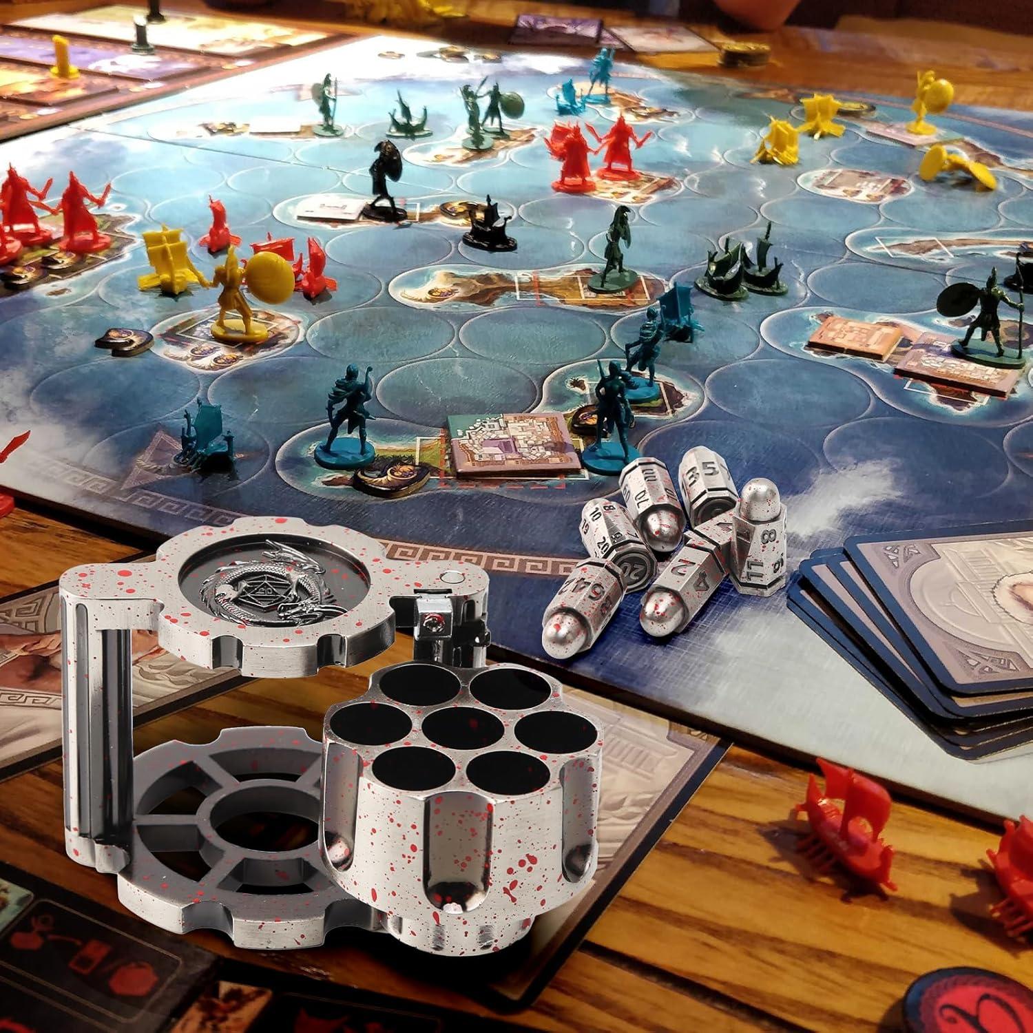 Juego de Dados de Metal Diceevil con Contenedor Revolver