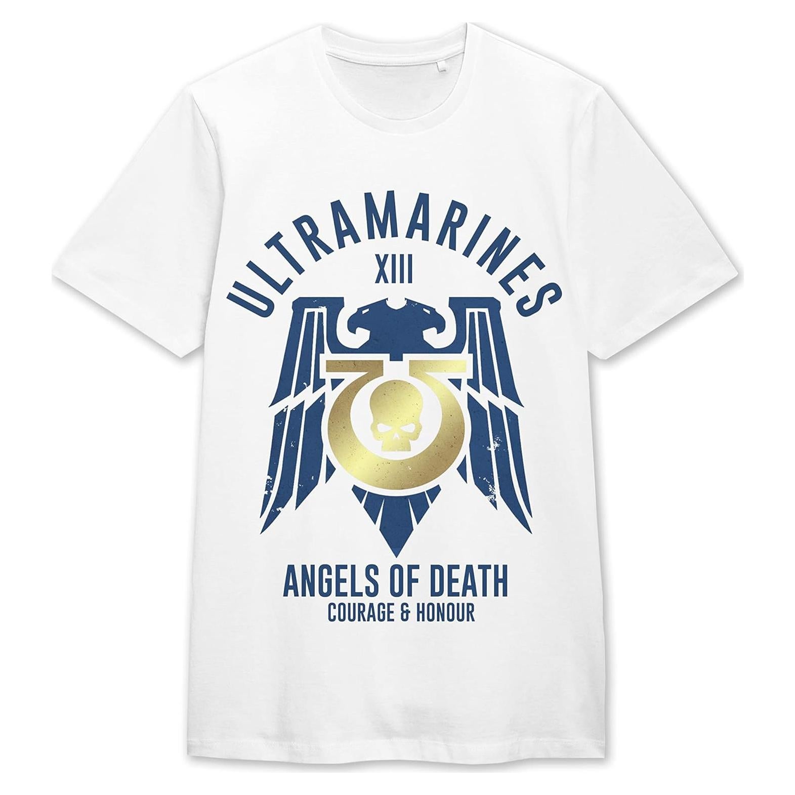 Bioworld Warhammer 40000 Ultramarines Emblem Crew Neck Short Sleeve Men's White T-Shirt