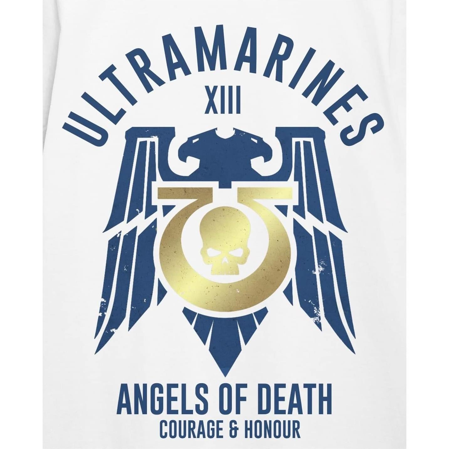 Bioworld Warhammer 40000 Ultramarines Emblem Crew Neck Short Sleeve Men's White T-Shirt