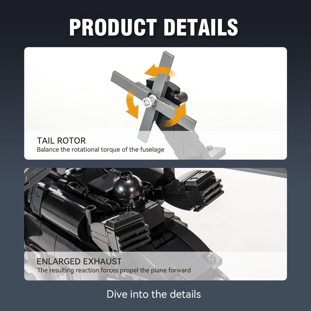 Helicóptero Black Hawk DAHONPA 692 Piezas Juguete Educativo