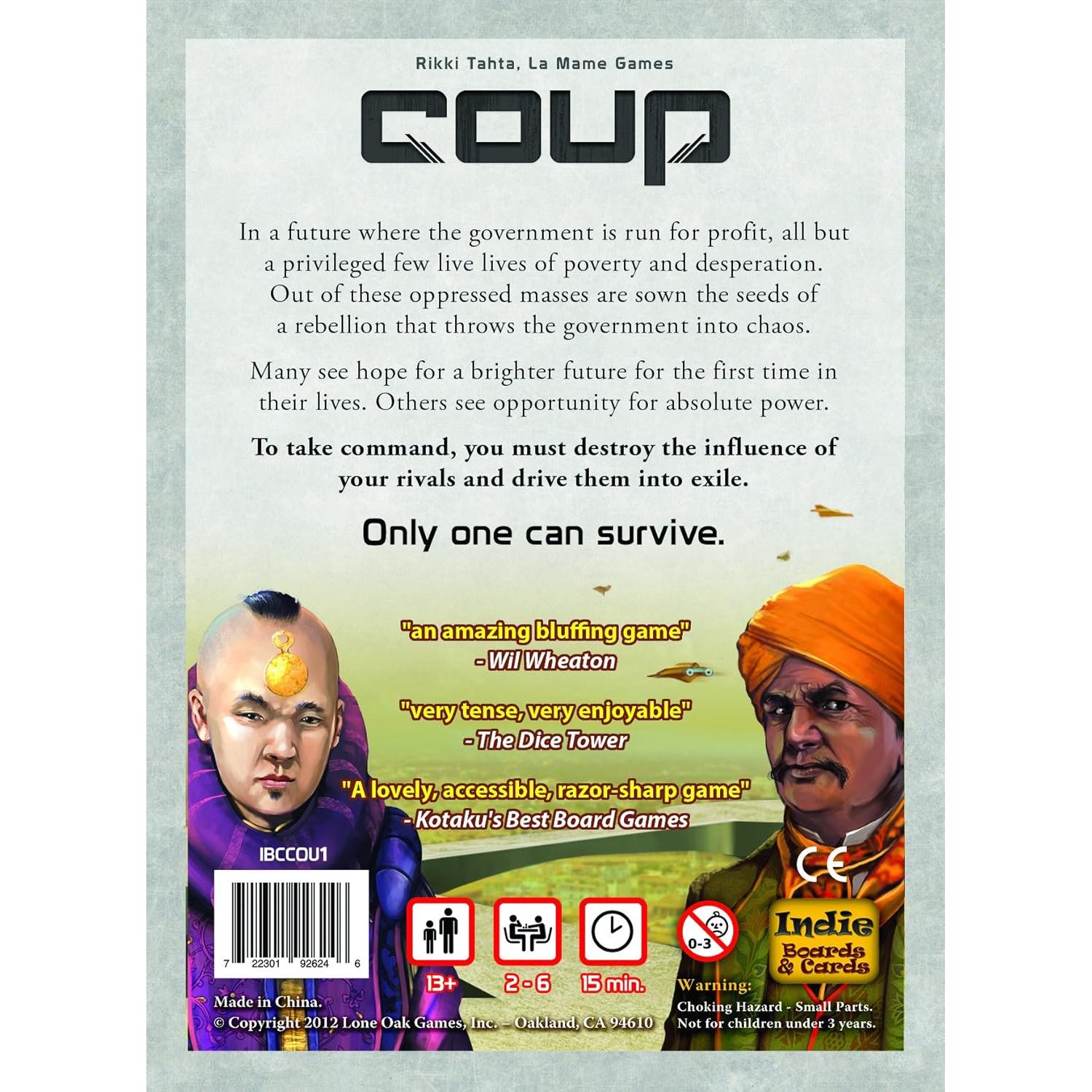 Coup - Juego de Cartas Rápido para 2-6 Jugadores