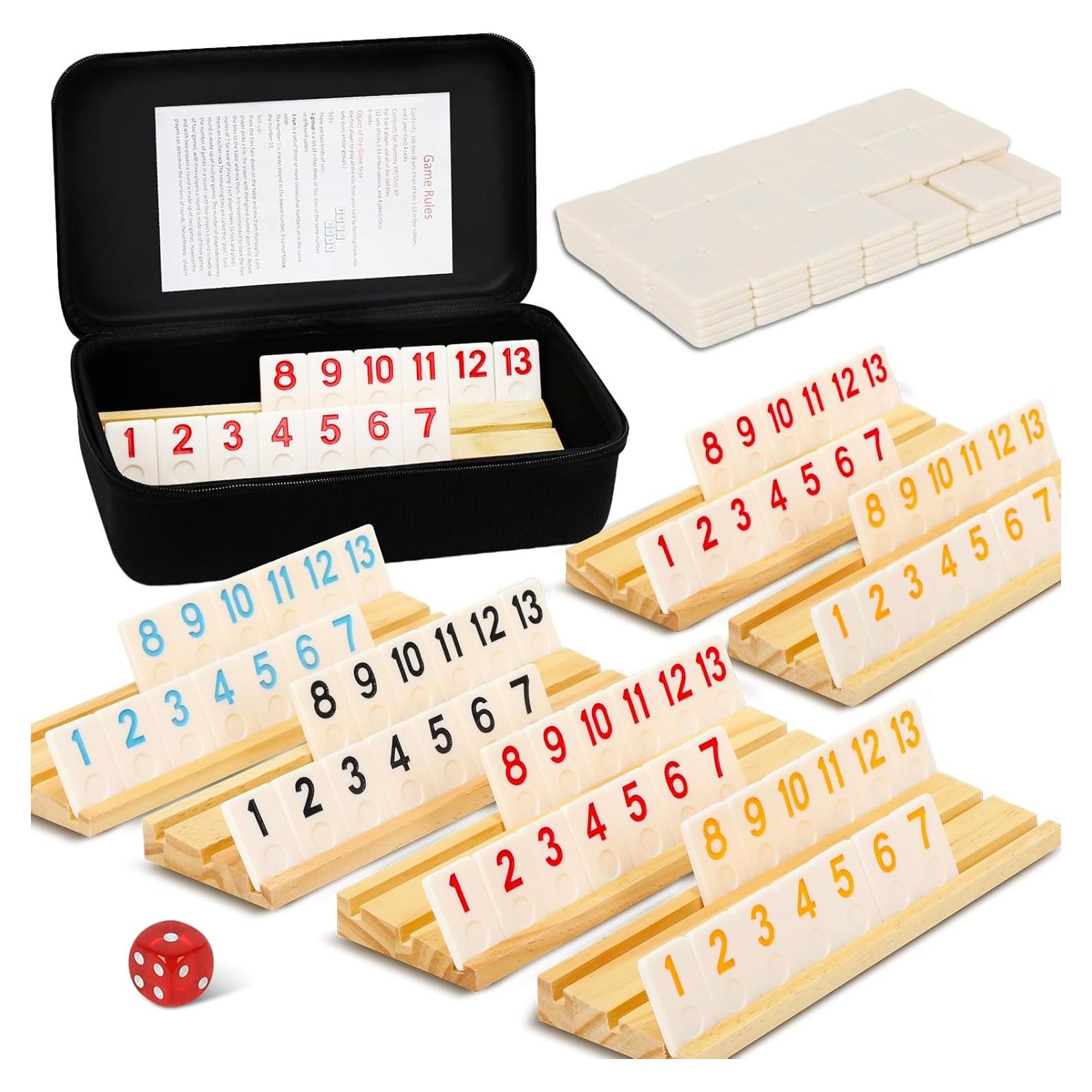 Juego de Rummy Soopotay para 6 Jugadores con Fichas y Soportes