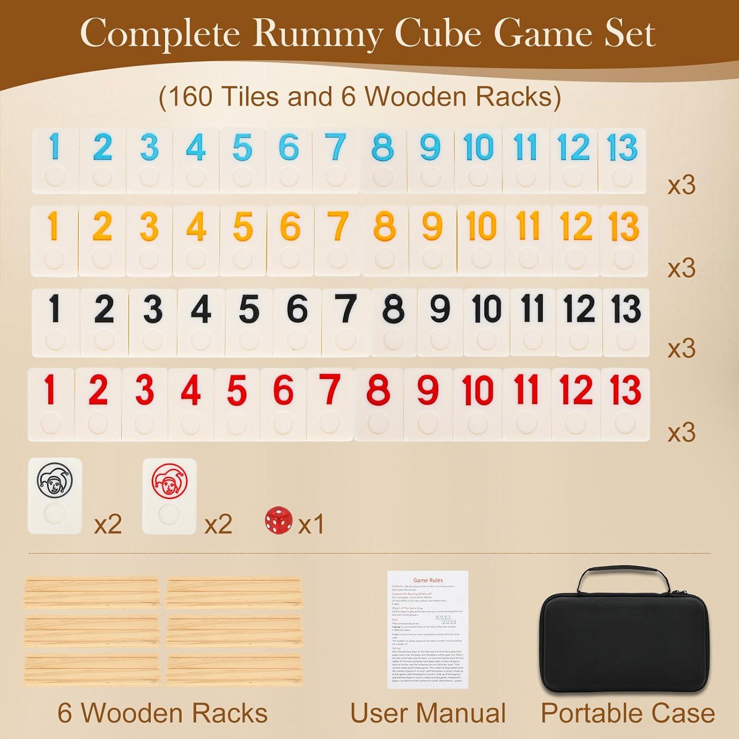 Juego de Rummy Soopotay para 6 Jugadores con Fichas y Soportes