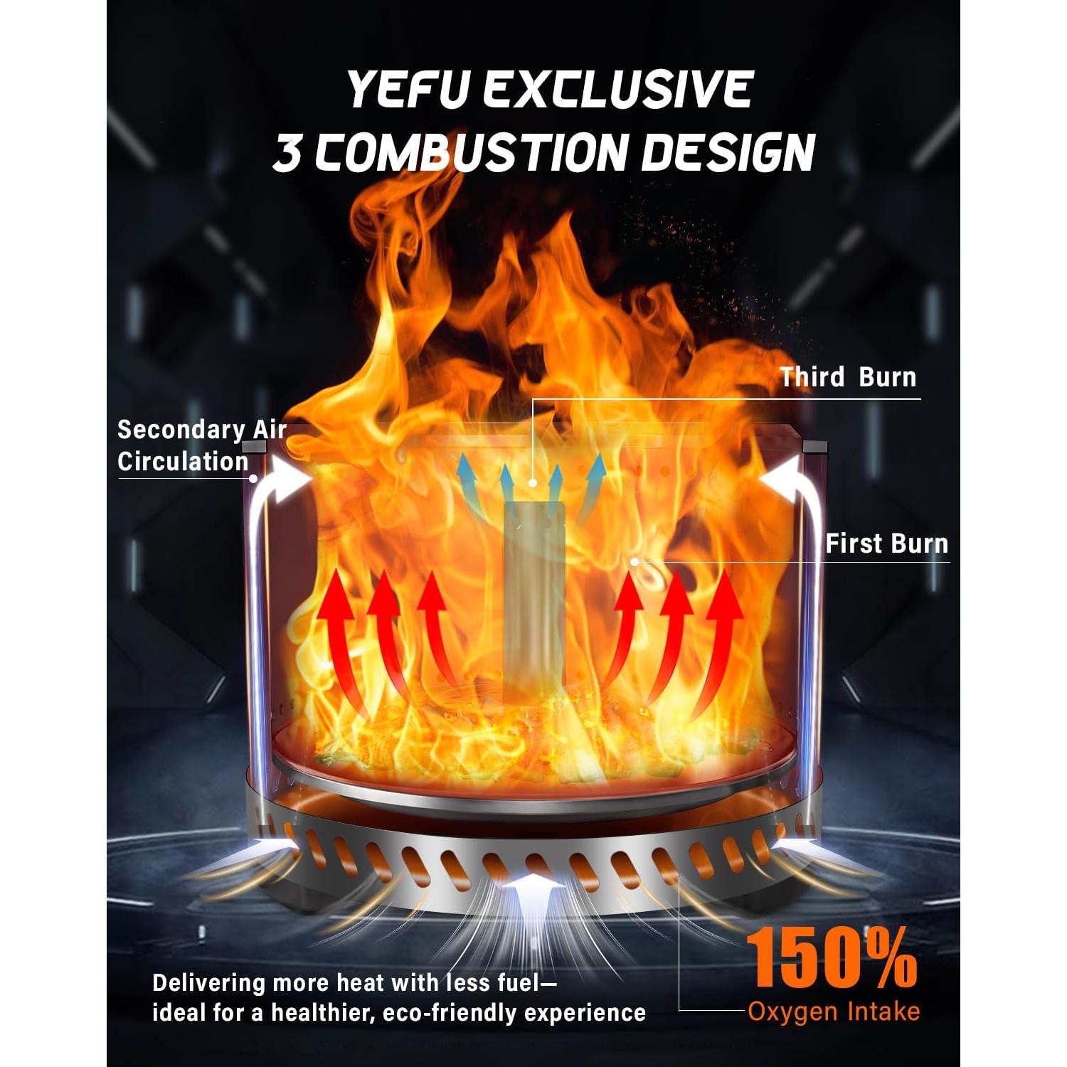Hoguera YEFU 48 cm Acero Inoxidable Sin Humo para Exterior