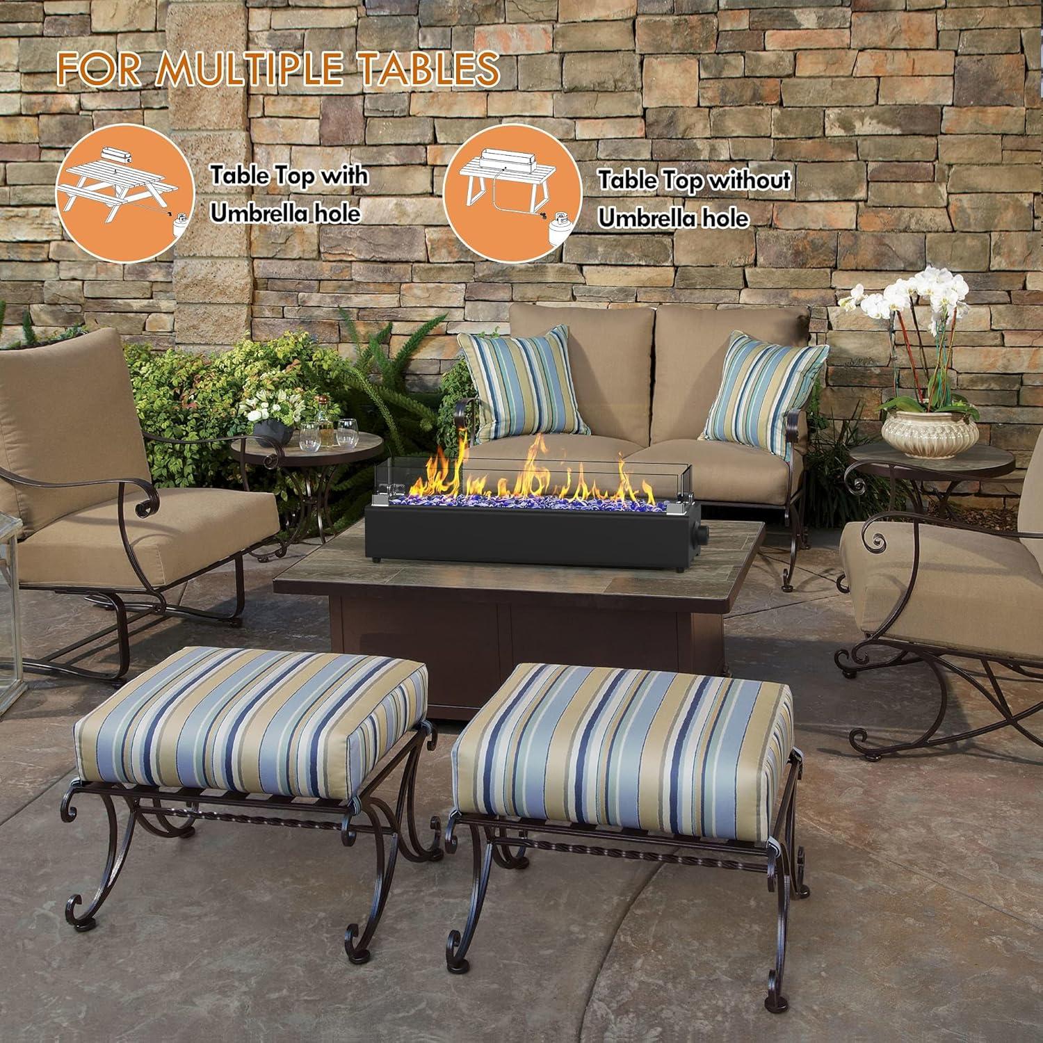 Fuego de Mesa BAIDE HOME 71 cm Propano con Cristal Negro