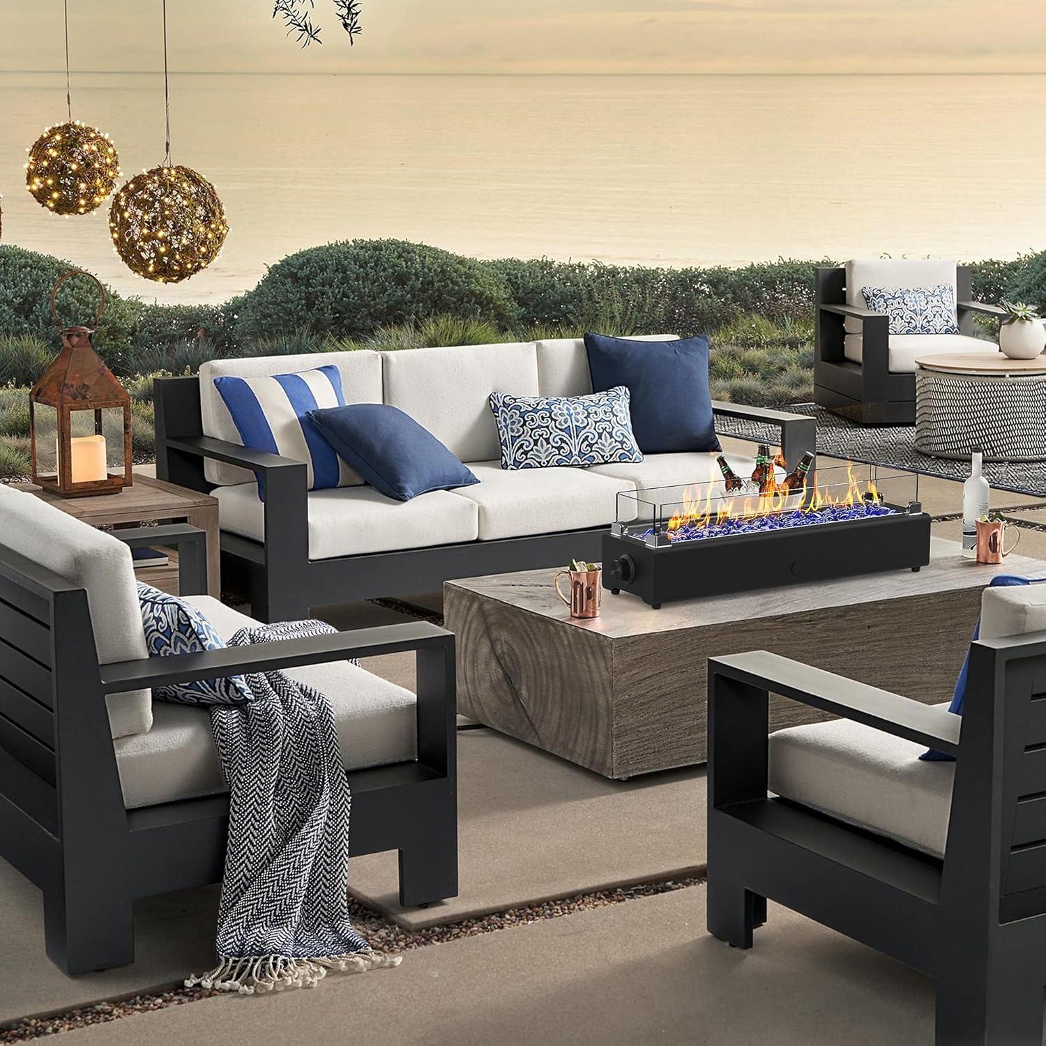 Fuego de Mesa BAIDE HOME 71 cm Propano con Cristal Negro