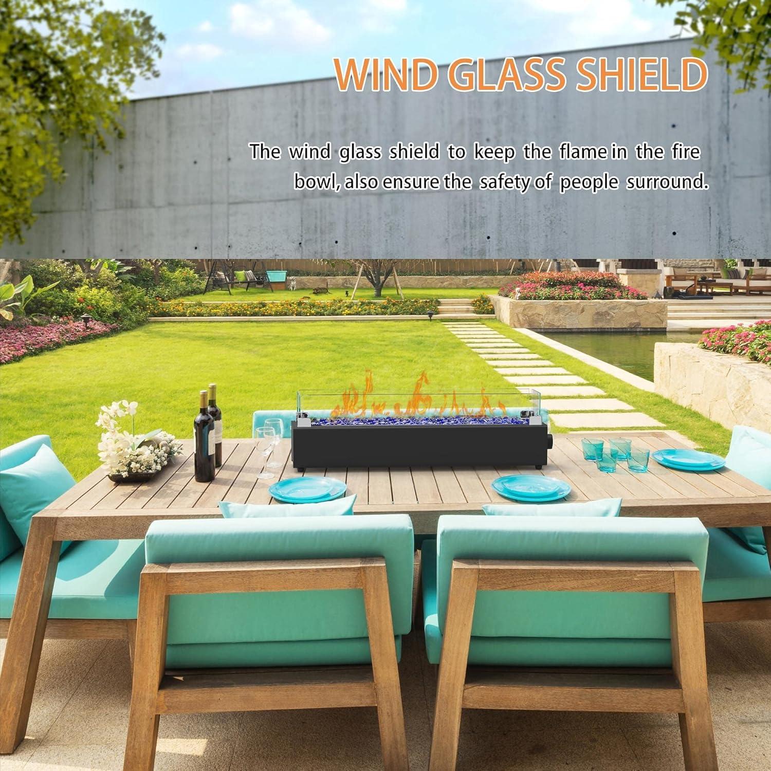 Fuego de Mesa BAIDE HOME 71 cm Propano con Cristal Negro