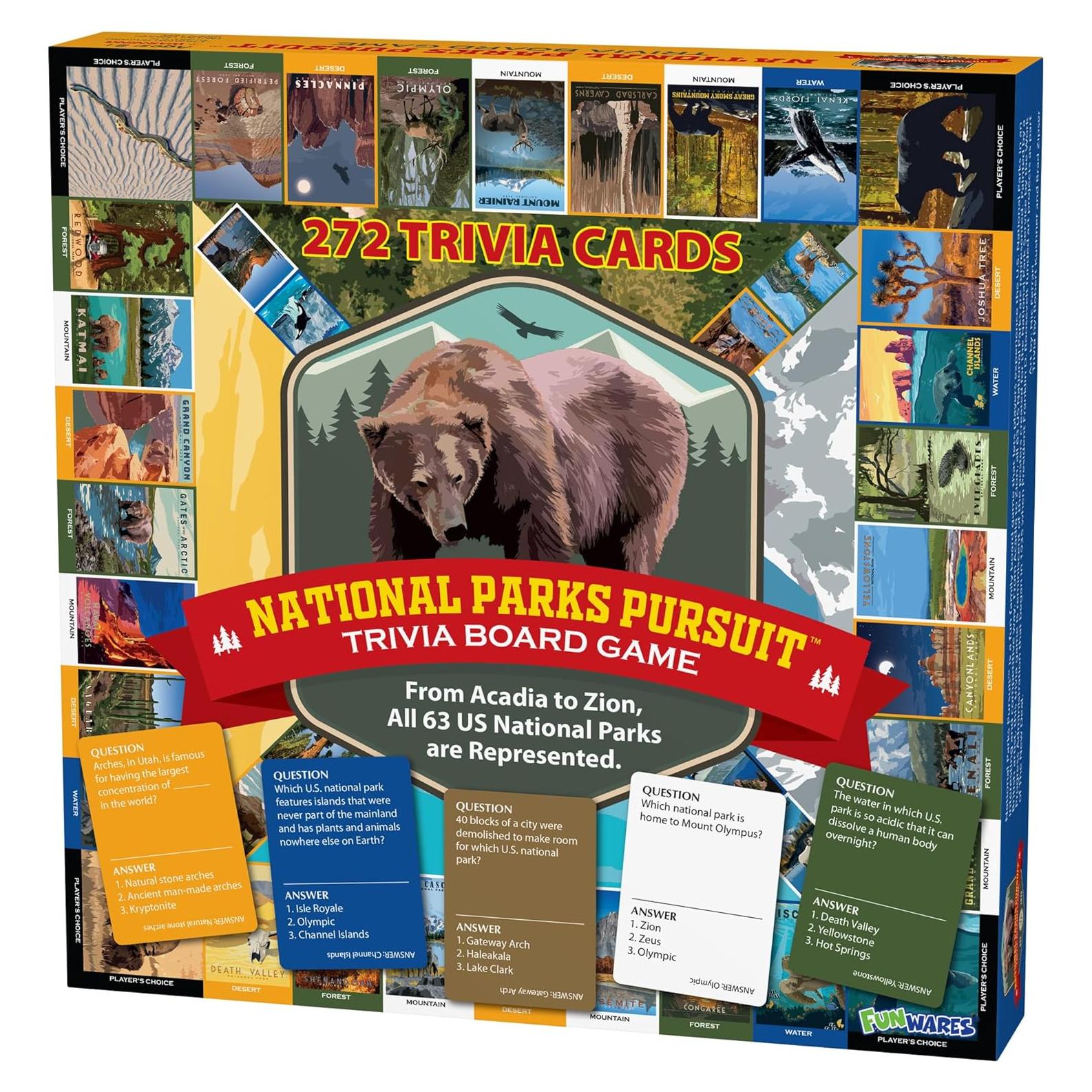 Juego de mesa de trivia Funwares Parques Nacionales 275 preguntas